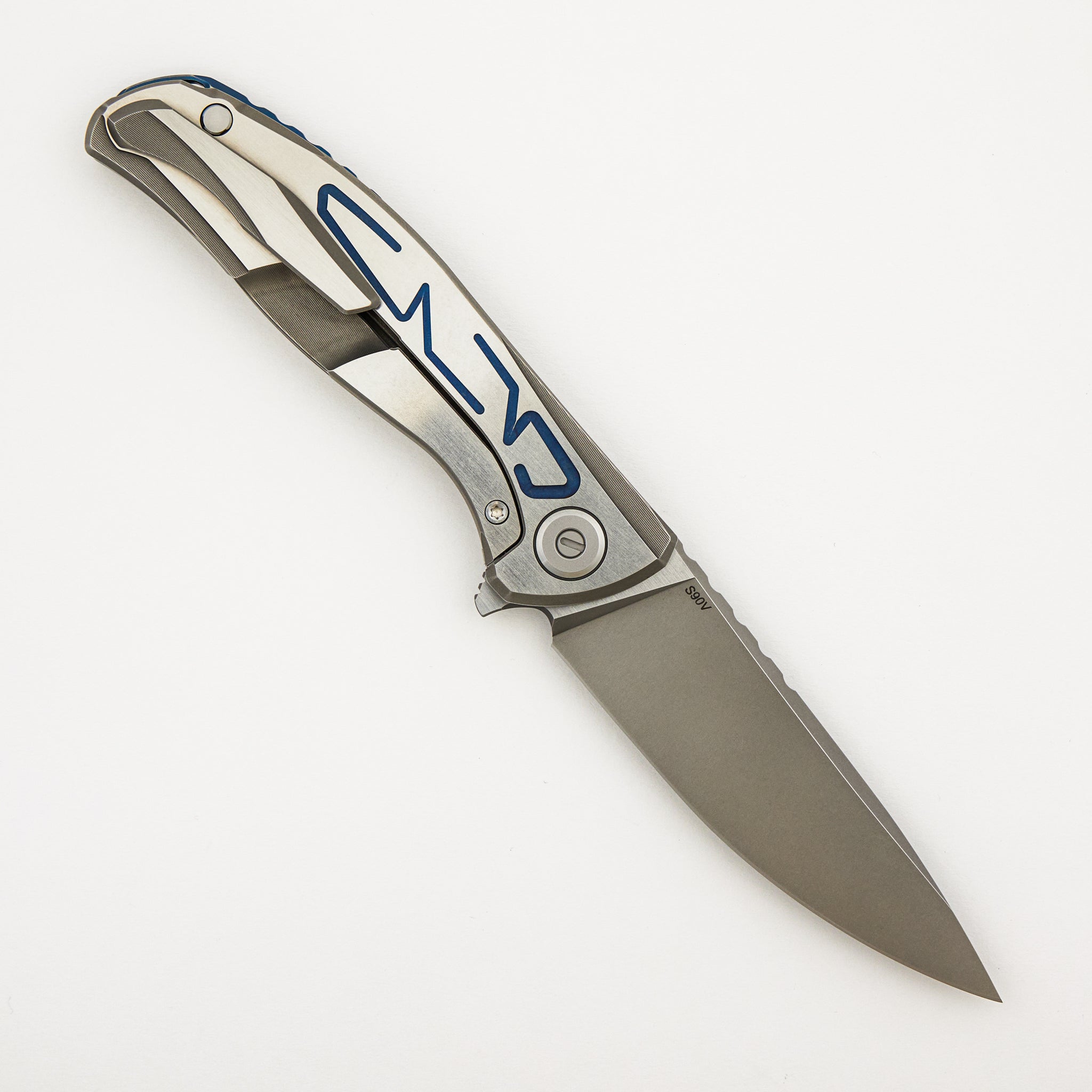 F95 Braces - S90V Blade - Titanium Handle - Blue Accents - Washers