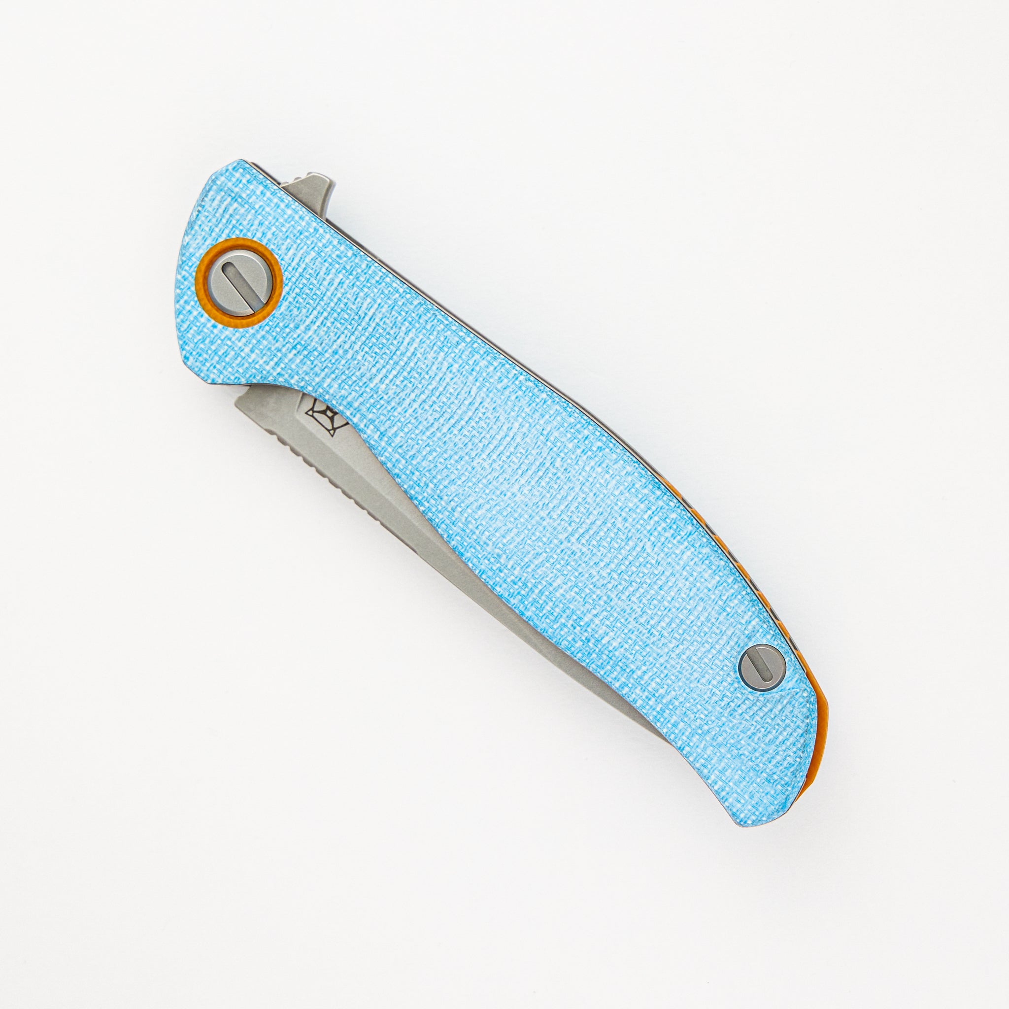 Shirogorov F3 - Elmax Blade - Blue Micarta W/ Orange G10 Accents - MRBS