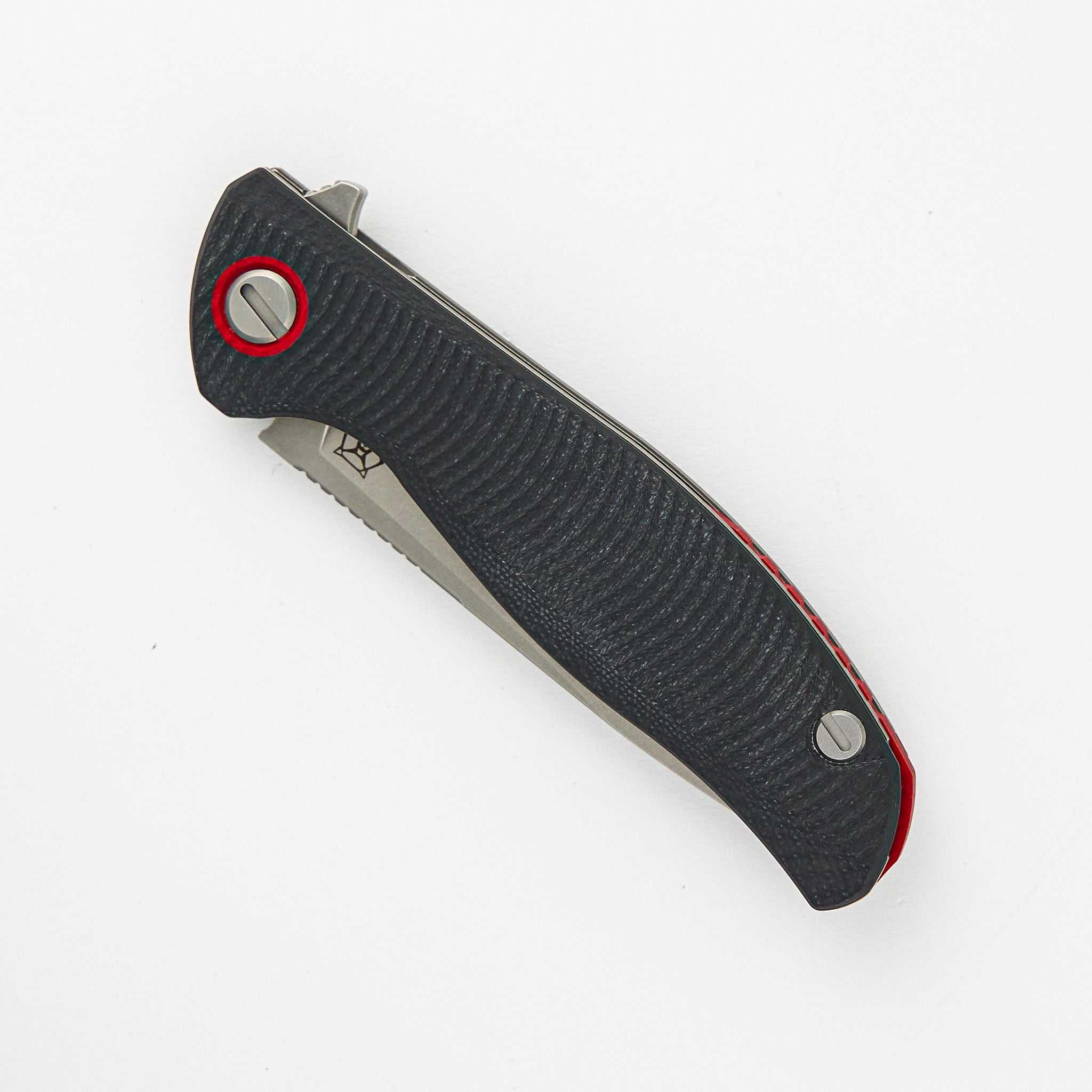 SHIROGOROV F3 – ELMAX BLADE – GRAY G10 HANDLE W/ RED ACCENTS – MRBS