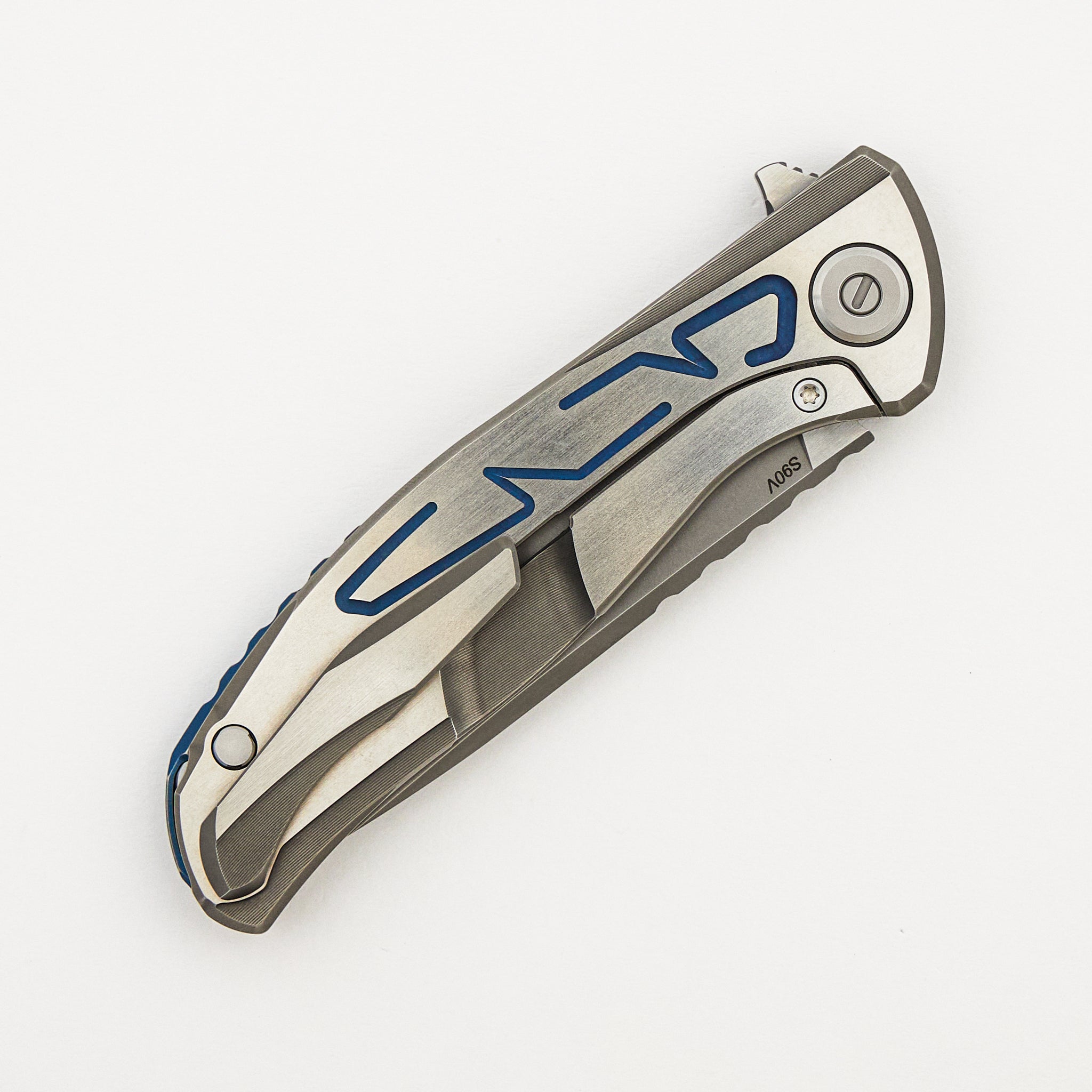 F95 Braces - S90V Blade - Titanium Handle - Blue Accents - Washers