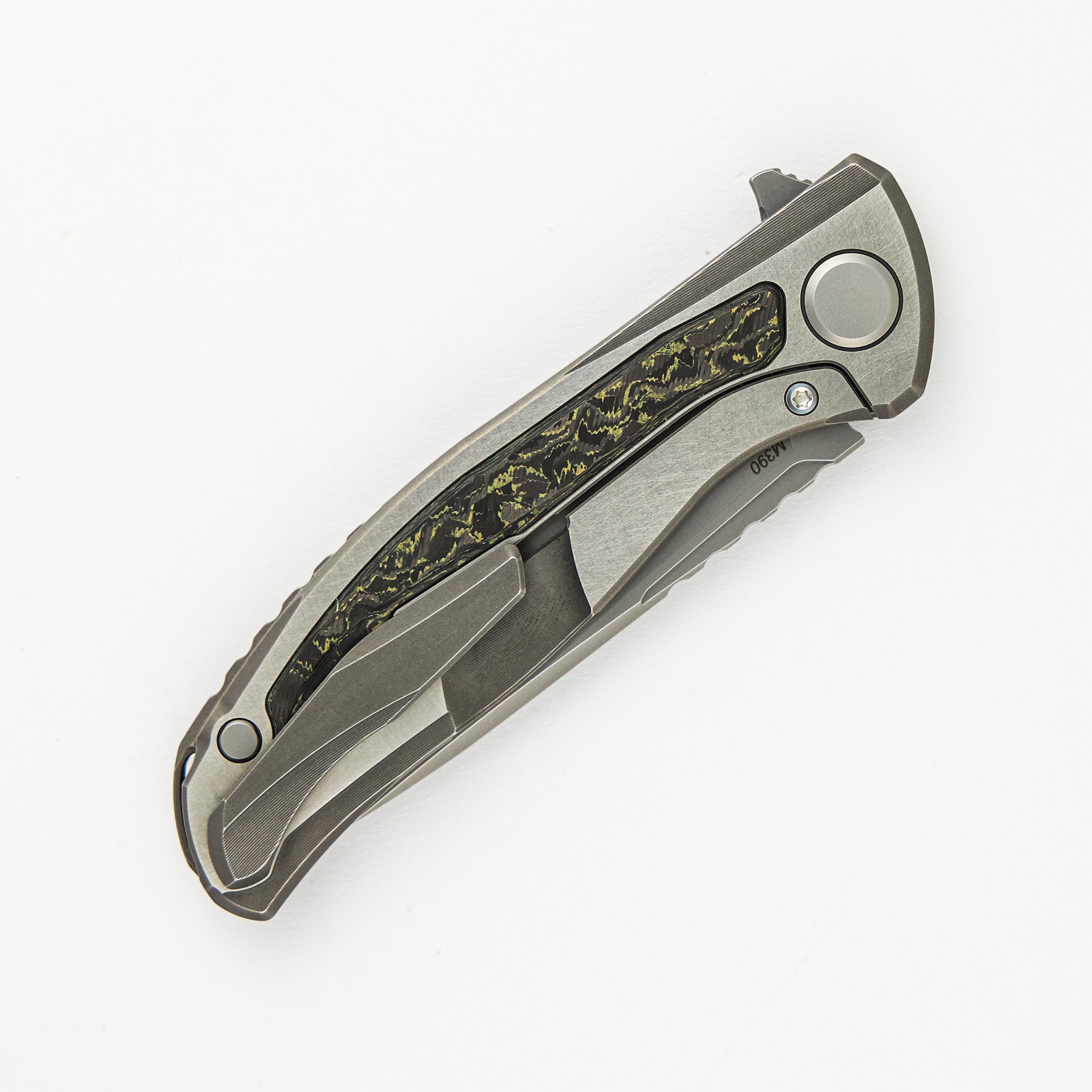 Shirogorov F95NL Gen. 5 - M390 Blade - Titanium Handle - Olive TechnoCarbo Inlays - MRBS