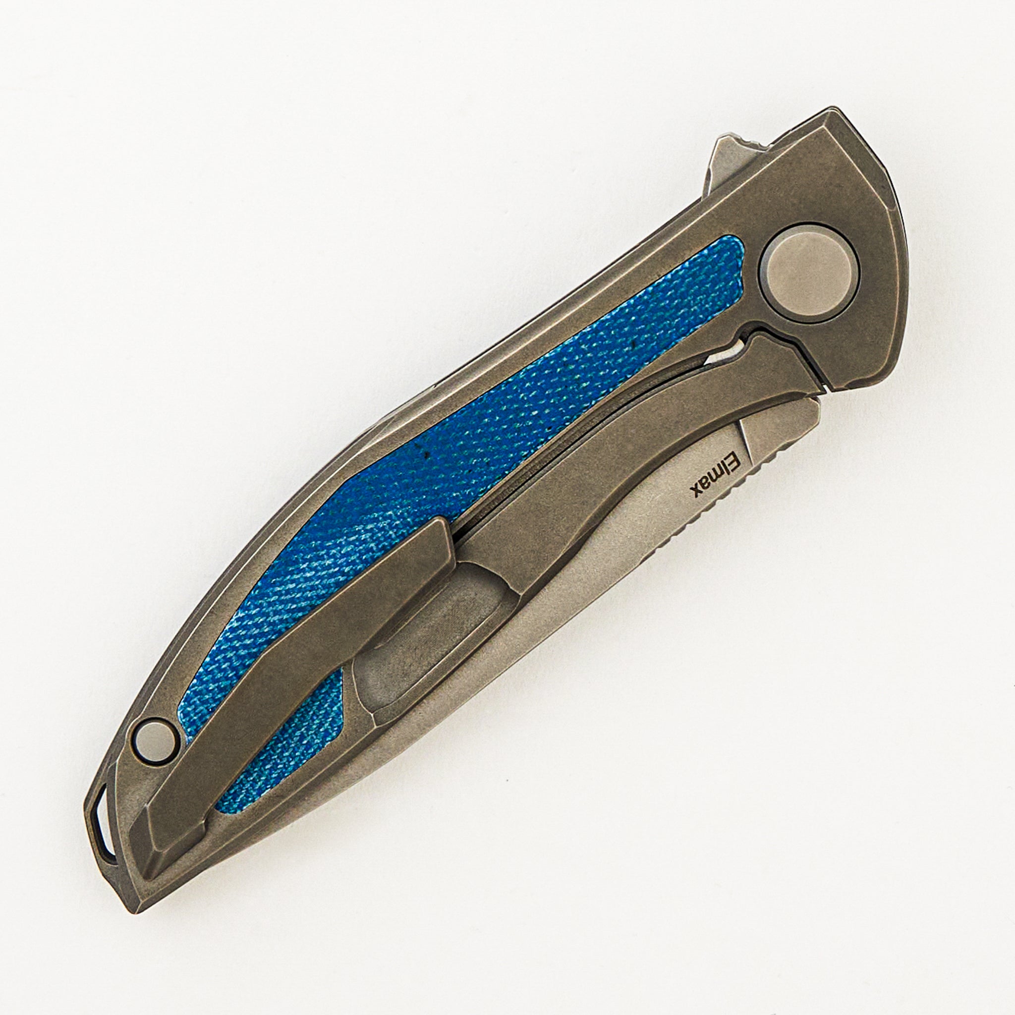 NeOn NL - Elmax Blade - Titanium/Blue Canvas Micarta Handle - MRBS
