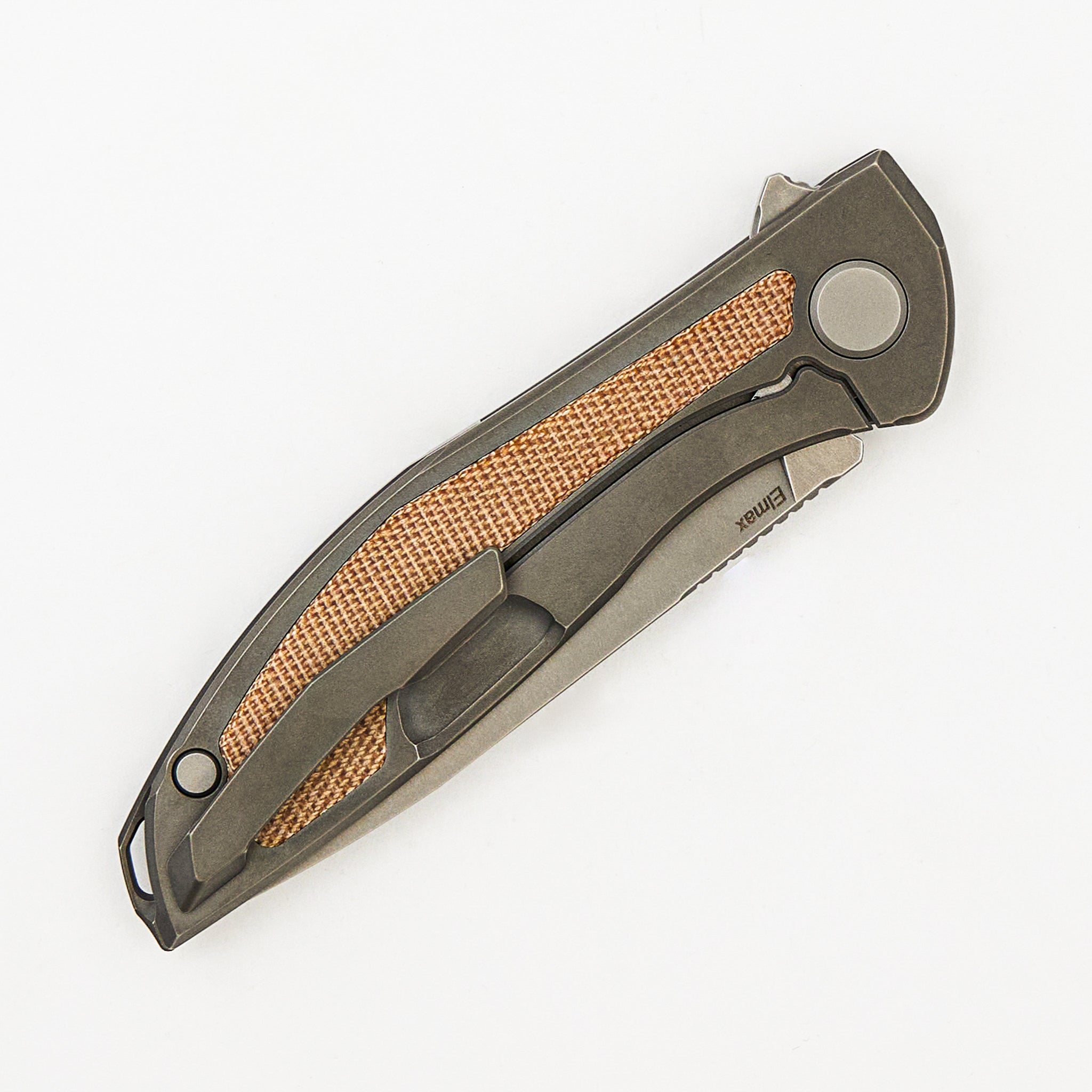 NeOn NL - Elmax Blade - Titanium/Natural Canvas Micarta Handle - MRBS