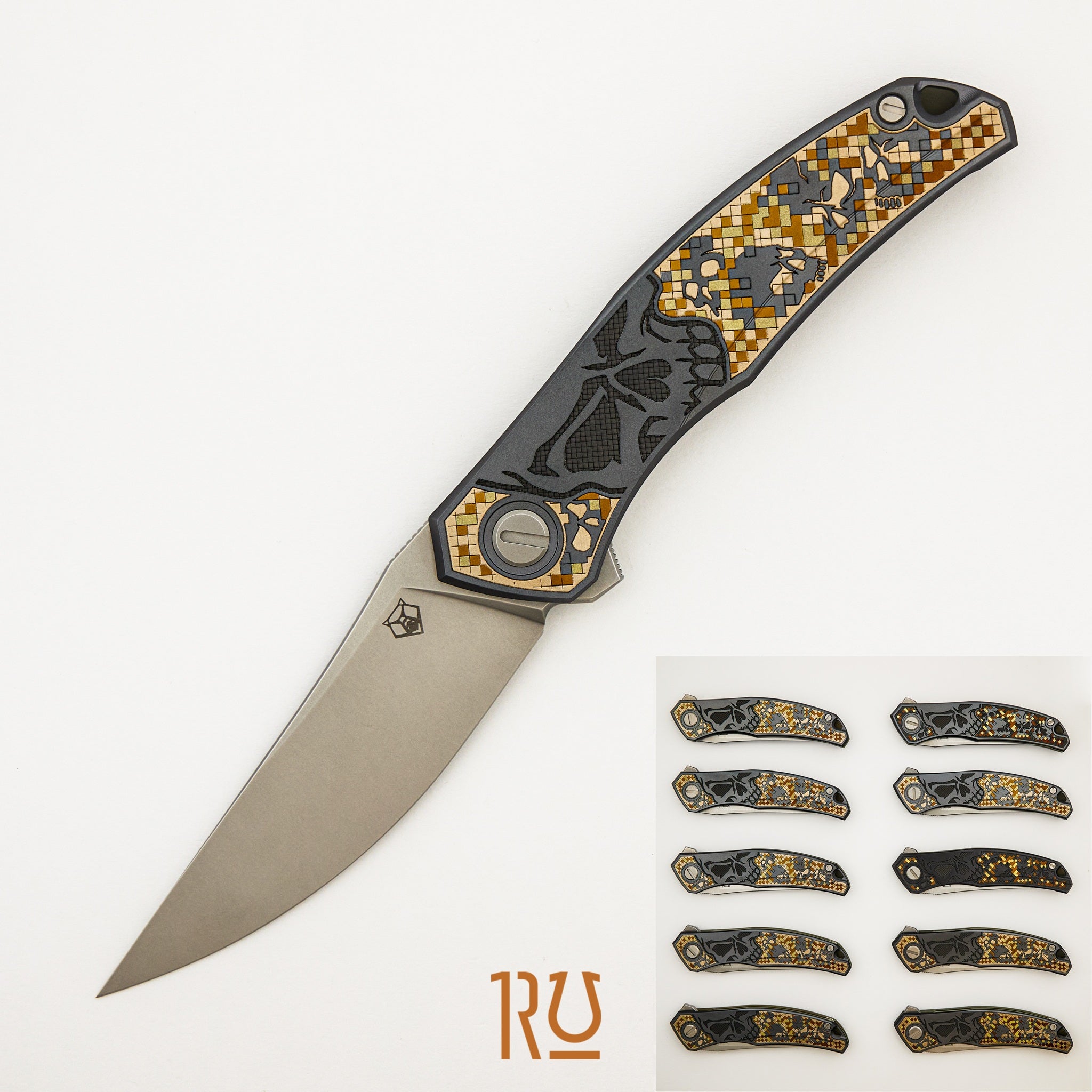 Ti2 Design Finish Quantum Black Hula/Bronze Lazano “Pixelated Skull” – Cromax PM Blade – MRBS