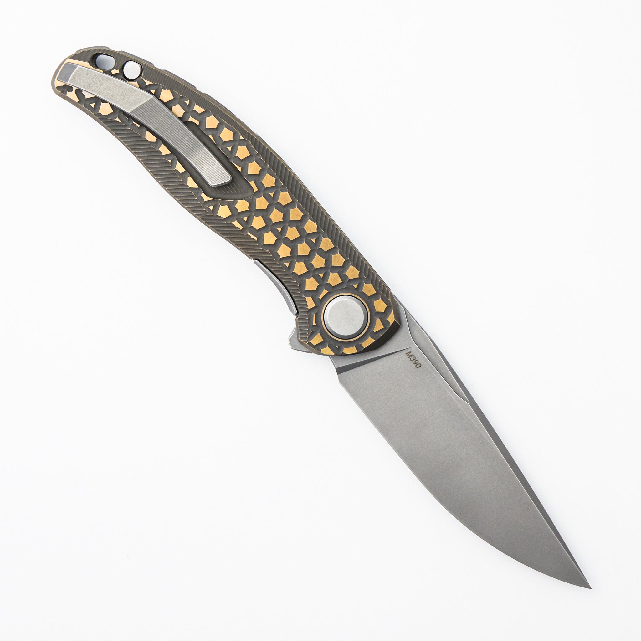 Stellar Bear Pattern – Bronze Titanium Handle – M390 Blade – MRBS
