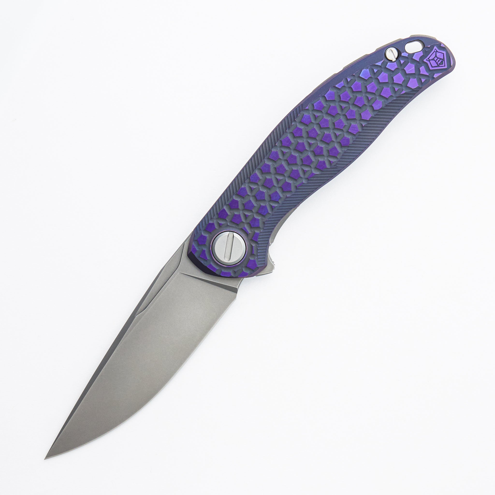 Stellar Bear Pattern – Purple Titanium Handle – M390 Blade – MRBS