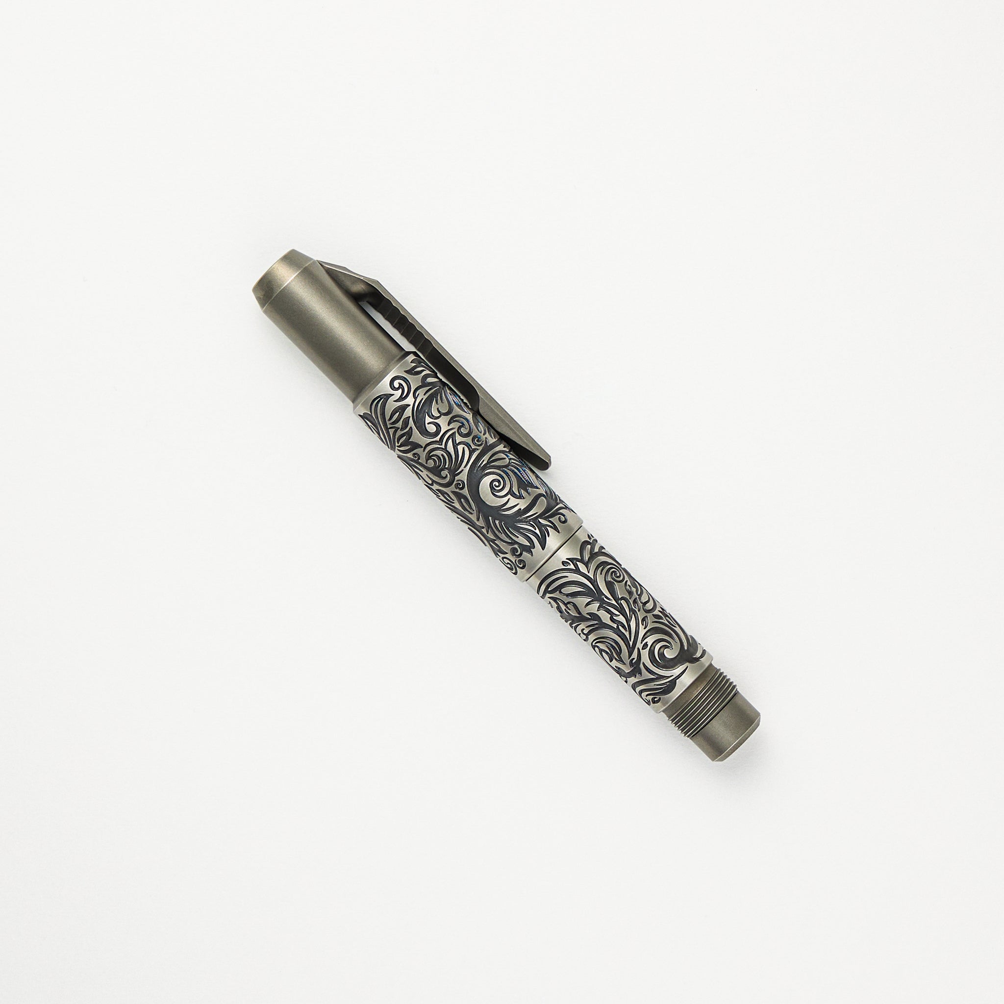 Shirogorov Knives / Ti2 Design Titanium Tool Pen - "Scroll" Engraved