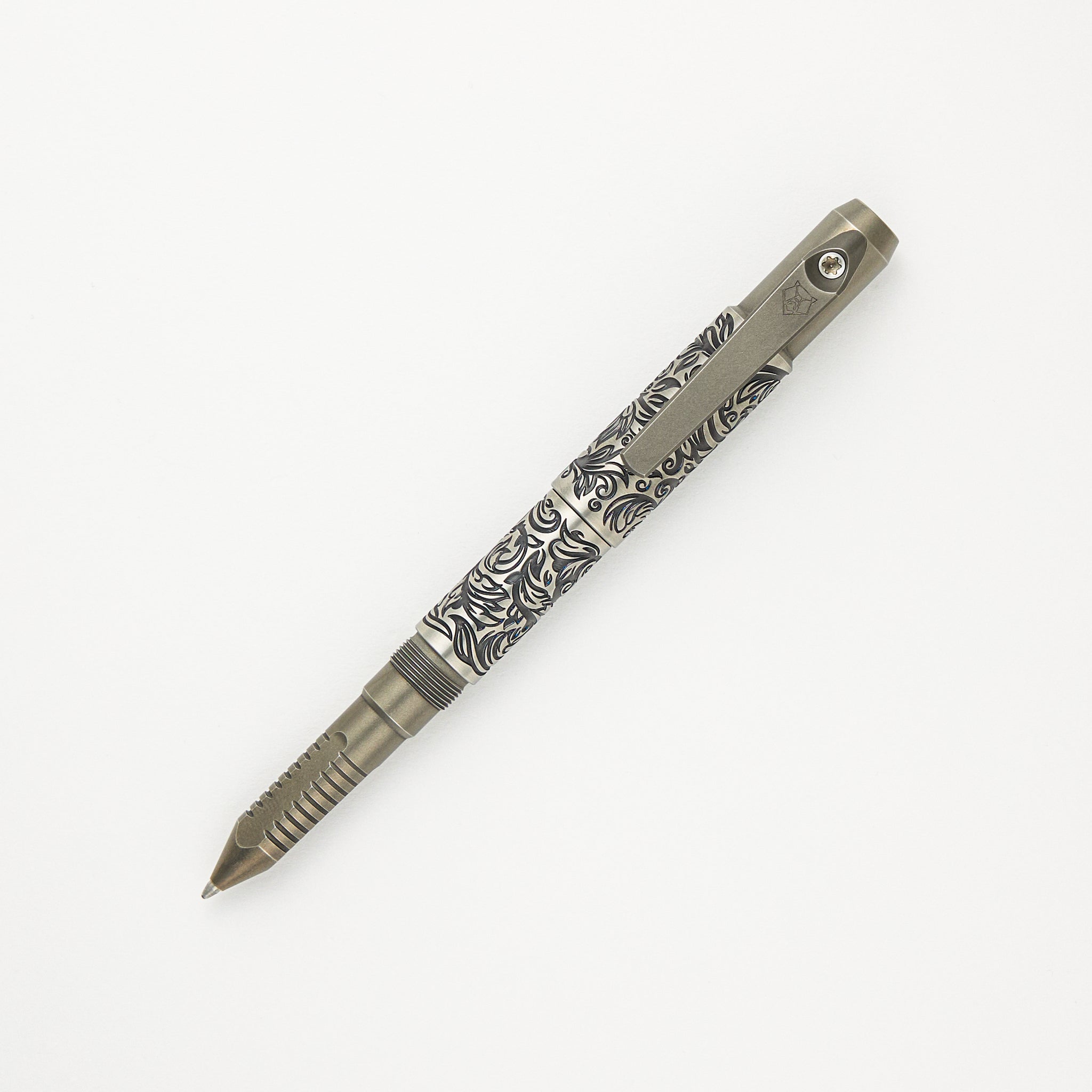 Shirogorov Knives / Ti2 Design Titanium Tool Pen - "Scroll" Engraved