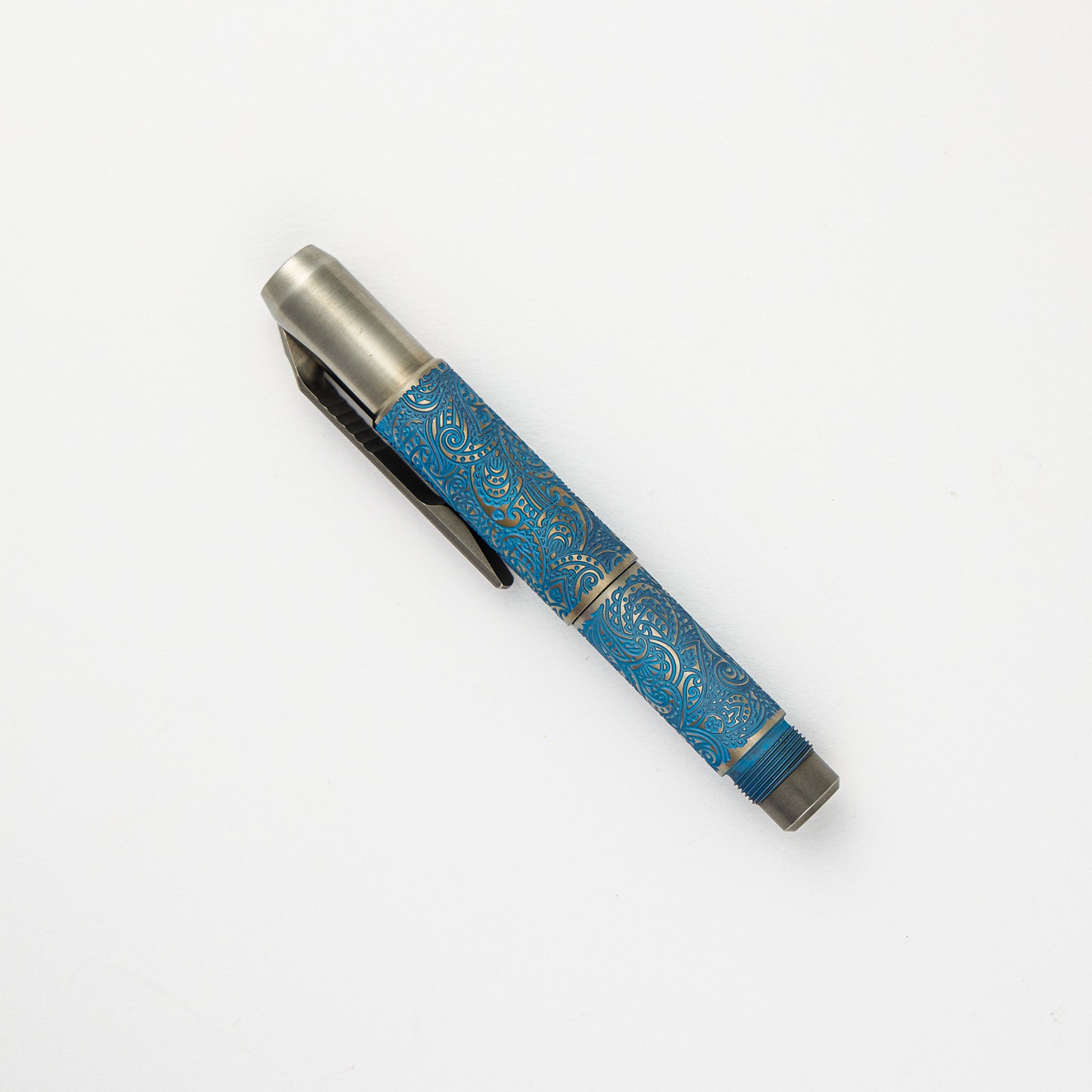 Shirogorov Knives / Ti2 Design Titanium Pivot Tool Pen - Paisley Engraved