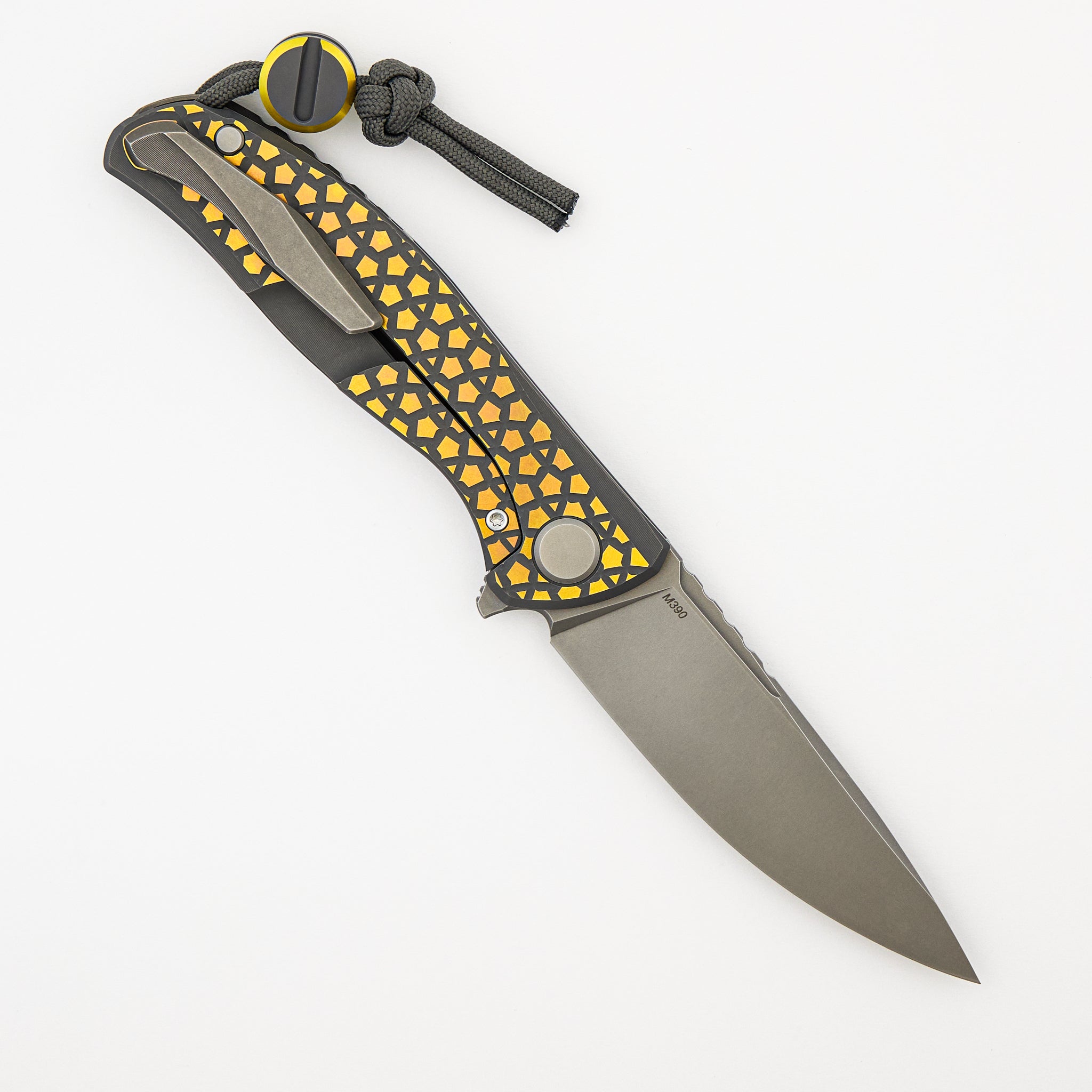 F95 Bear Pattern - 2025 Blade Show Exclusive - Grey/Yellow Ano Titanium Handle - M390 Blade - MRBS - Completed