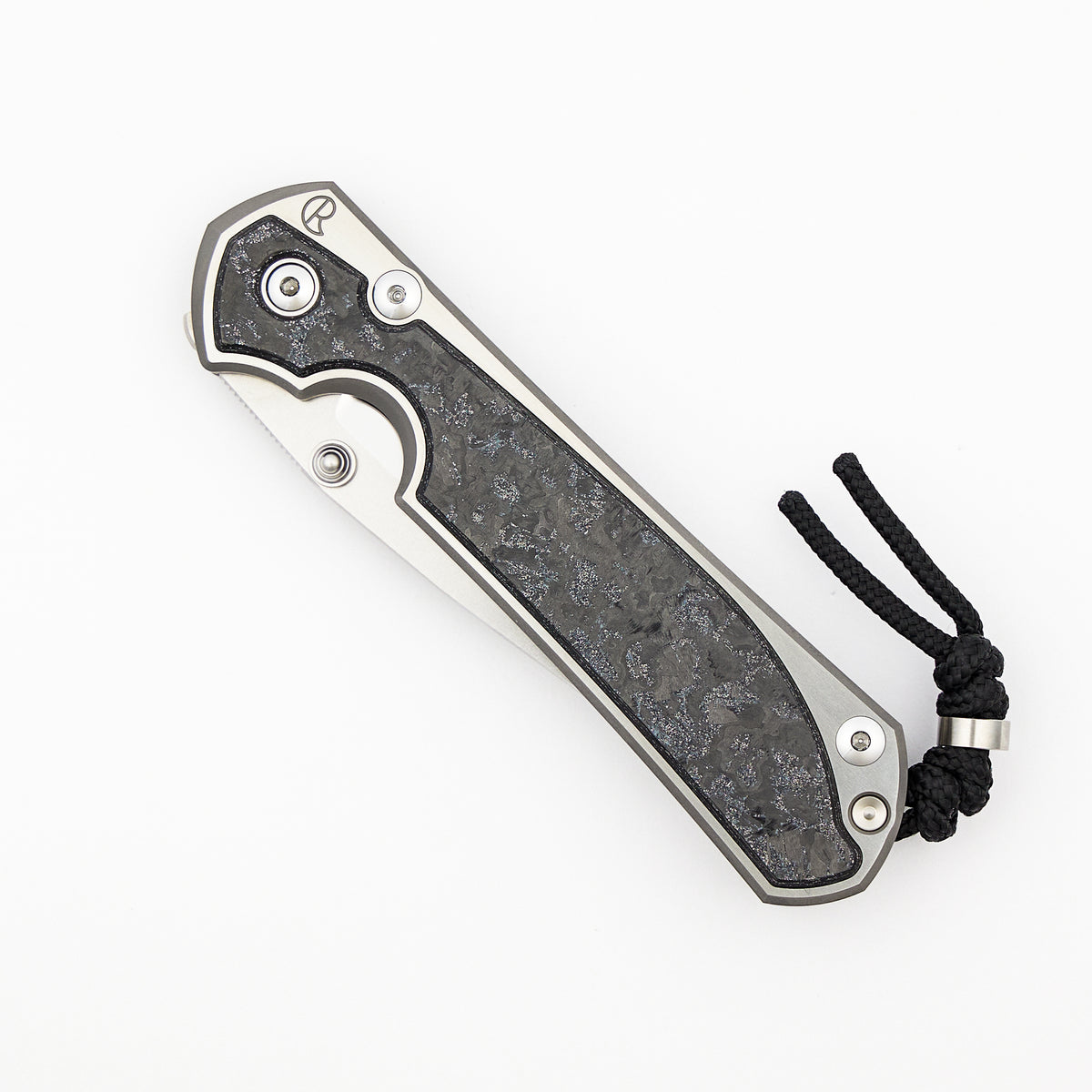Large Sebenza 31 - Sako Exclusive TechnoCarbo Inlay - Polished Drop Point CPM MagnaCut Blade - MIM Clip - Silver Double Thumb Lugs - SRP Sako