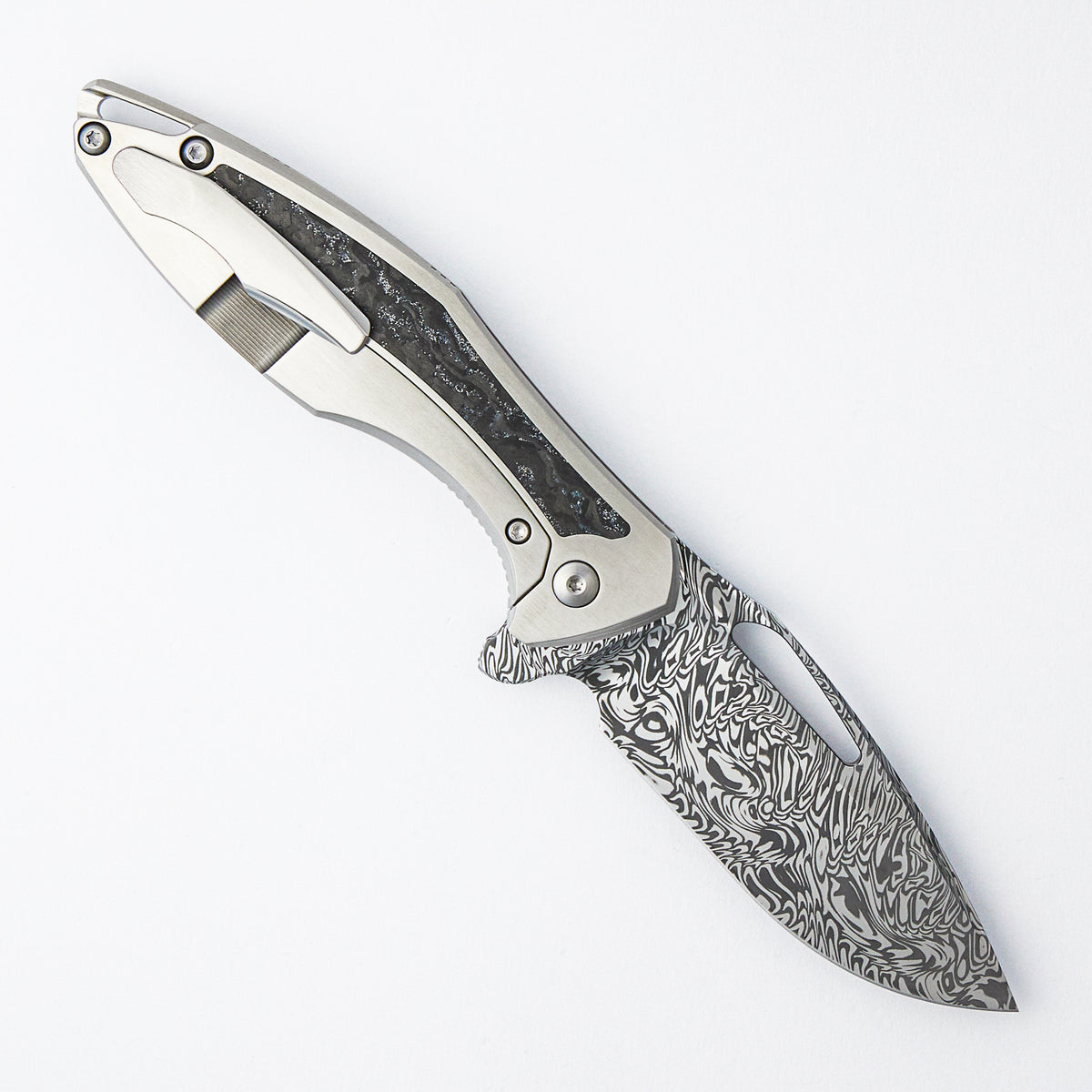 Custom Arius - Titanium/TechnoCarbo Handle - Mirror Grabak Damasteel Blade - SRP Sako