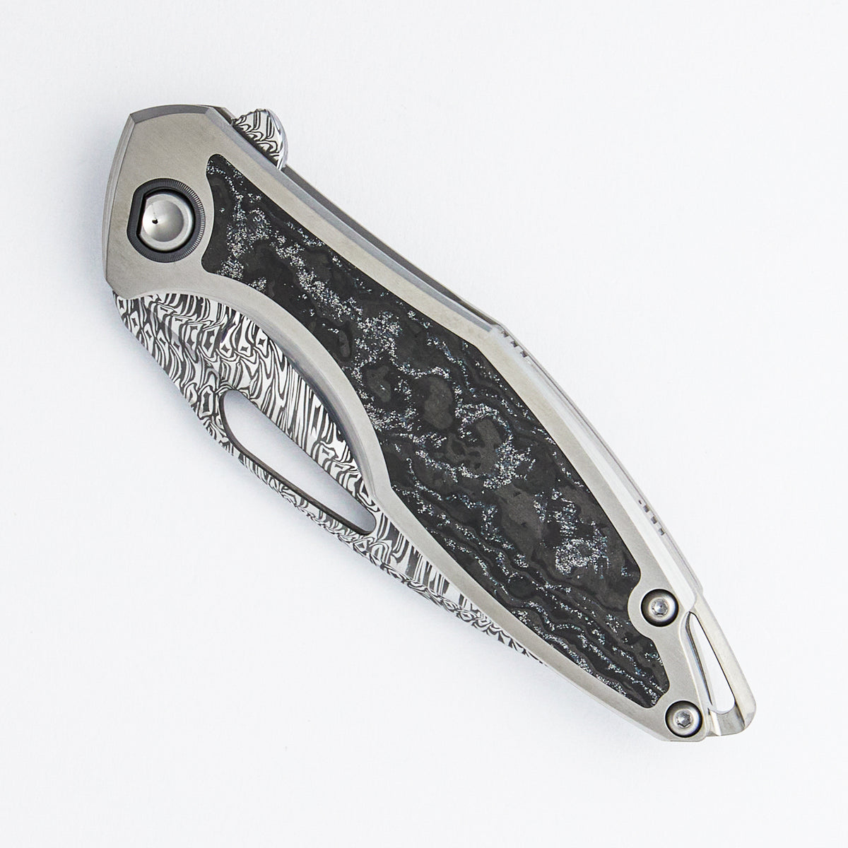 Custom Arius - Titanium/TechnoCarbo Handle - Mirror Grabak Damasteel Blade - SRP Sako