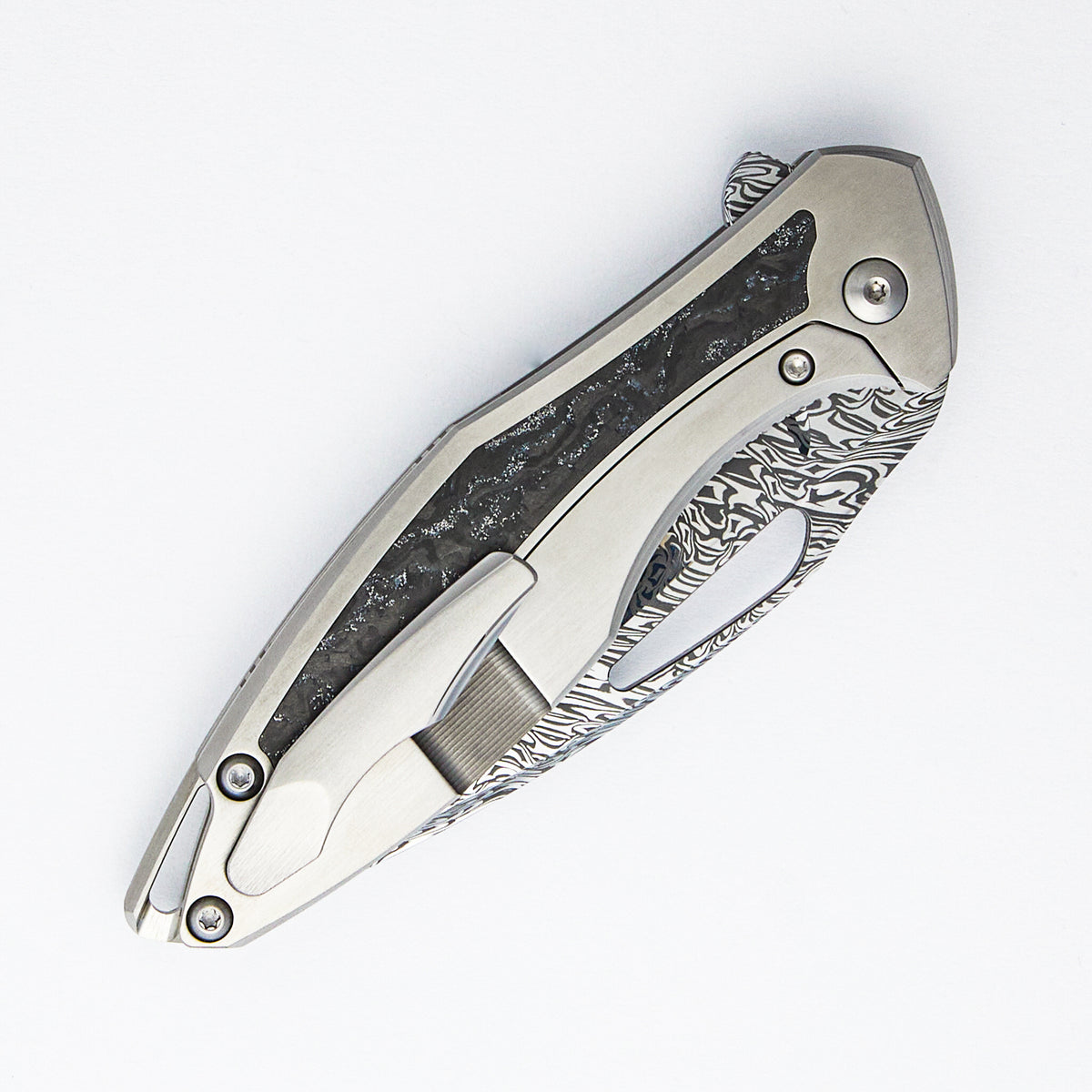 Custom Arius - Titanium/TechnoCarbo Handle - Mirror Grabak Damasteel Blade - SRP Sako