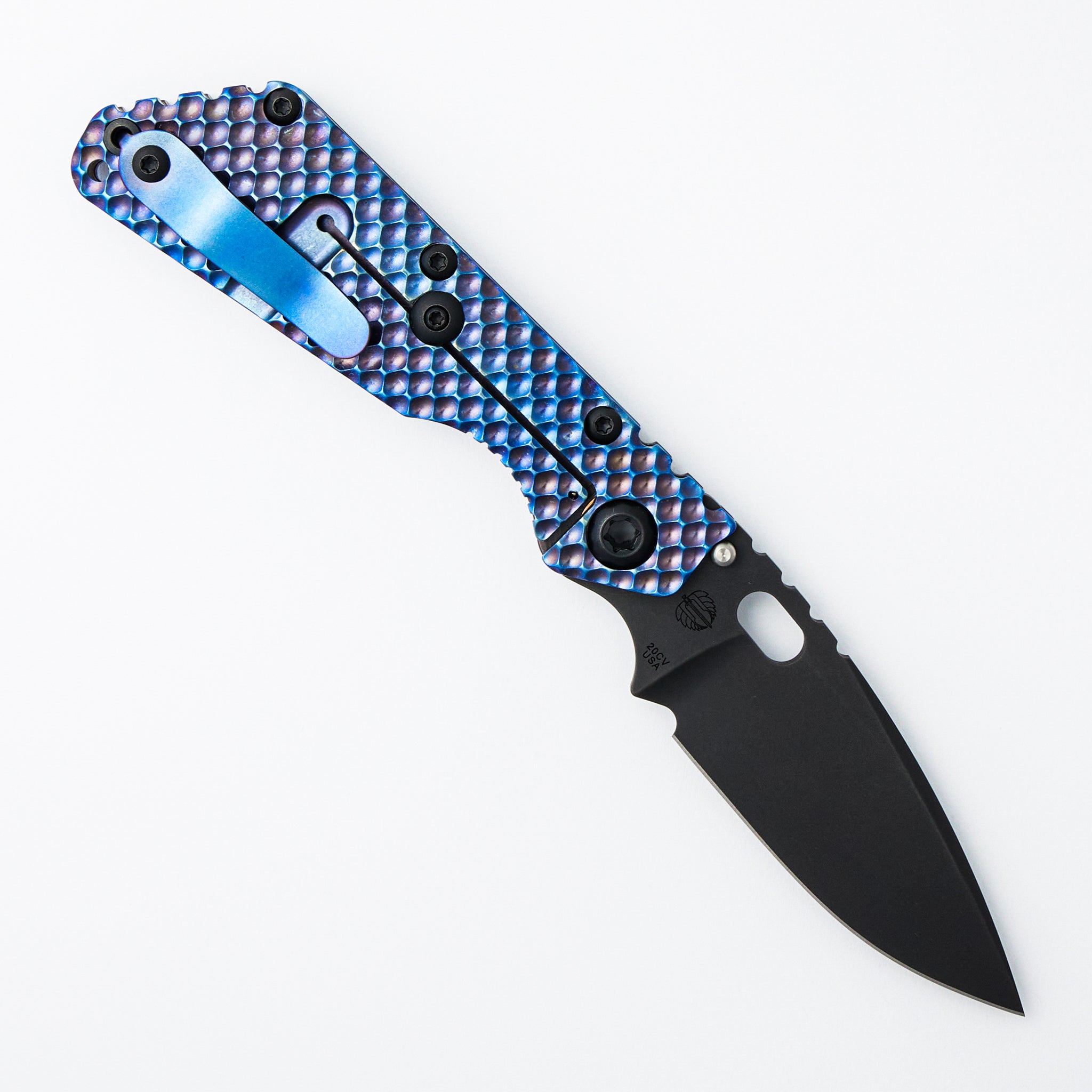 SMF DGG - Heat Colored Titanium Handle - Drop Point 20CV Blade