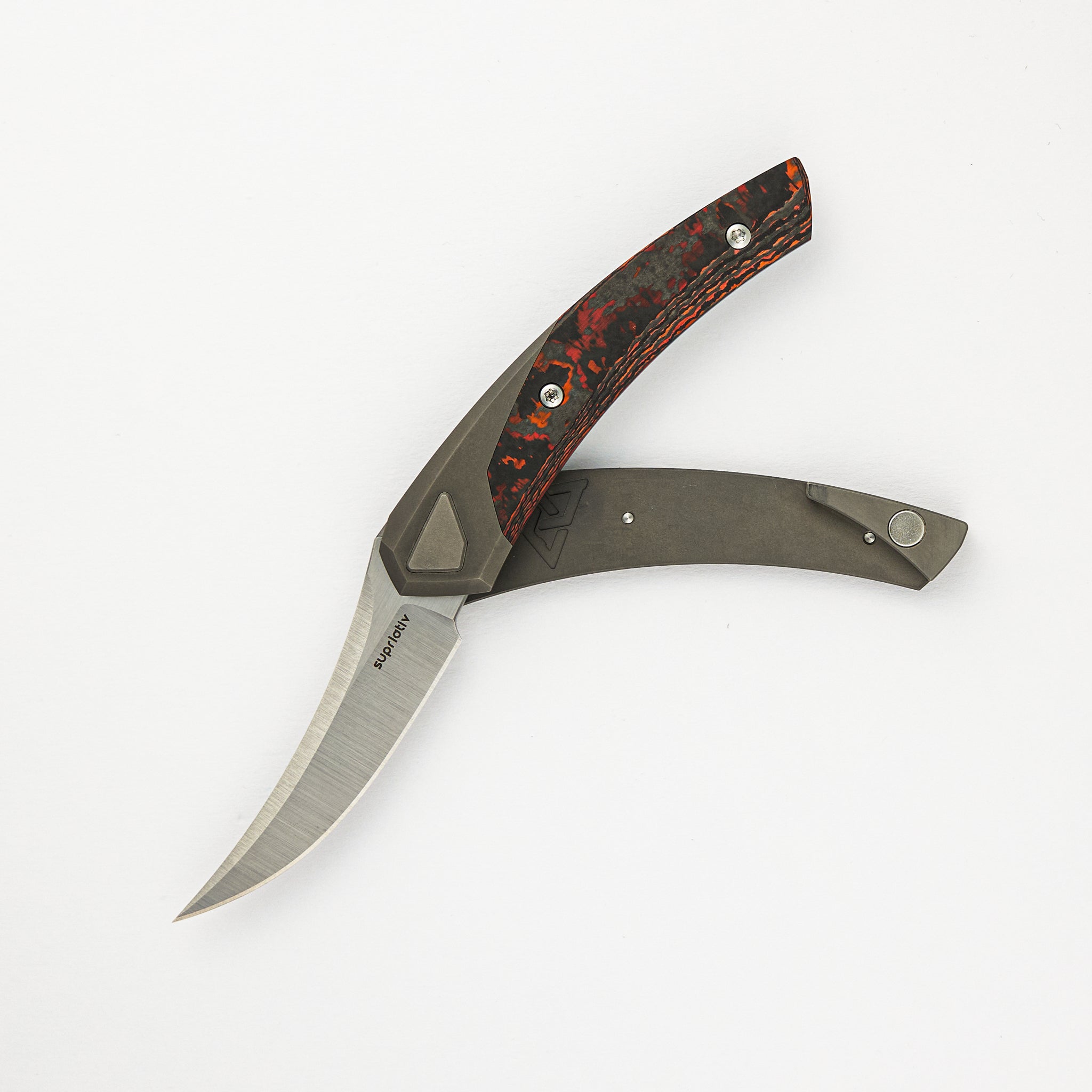 Suprlativ Knives Piranha - Titanium Dark Blast/Mars Valley Fat Carbon - M4/Belt Satin