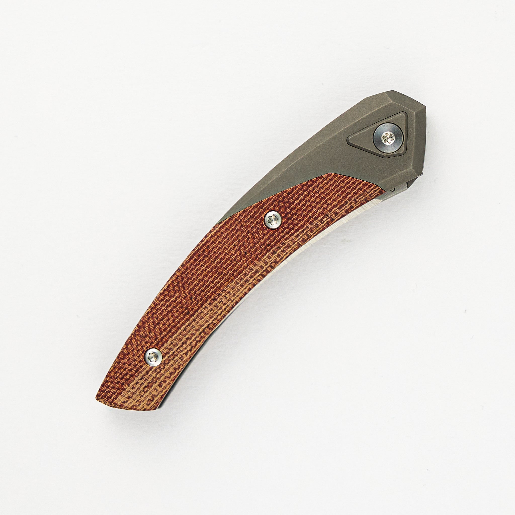 Suprlativ Knives Piranha - Titanium Dark Blast/Orange Micarta - M4/Belt Satin