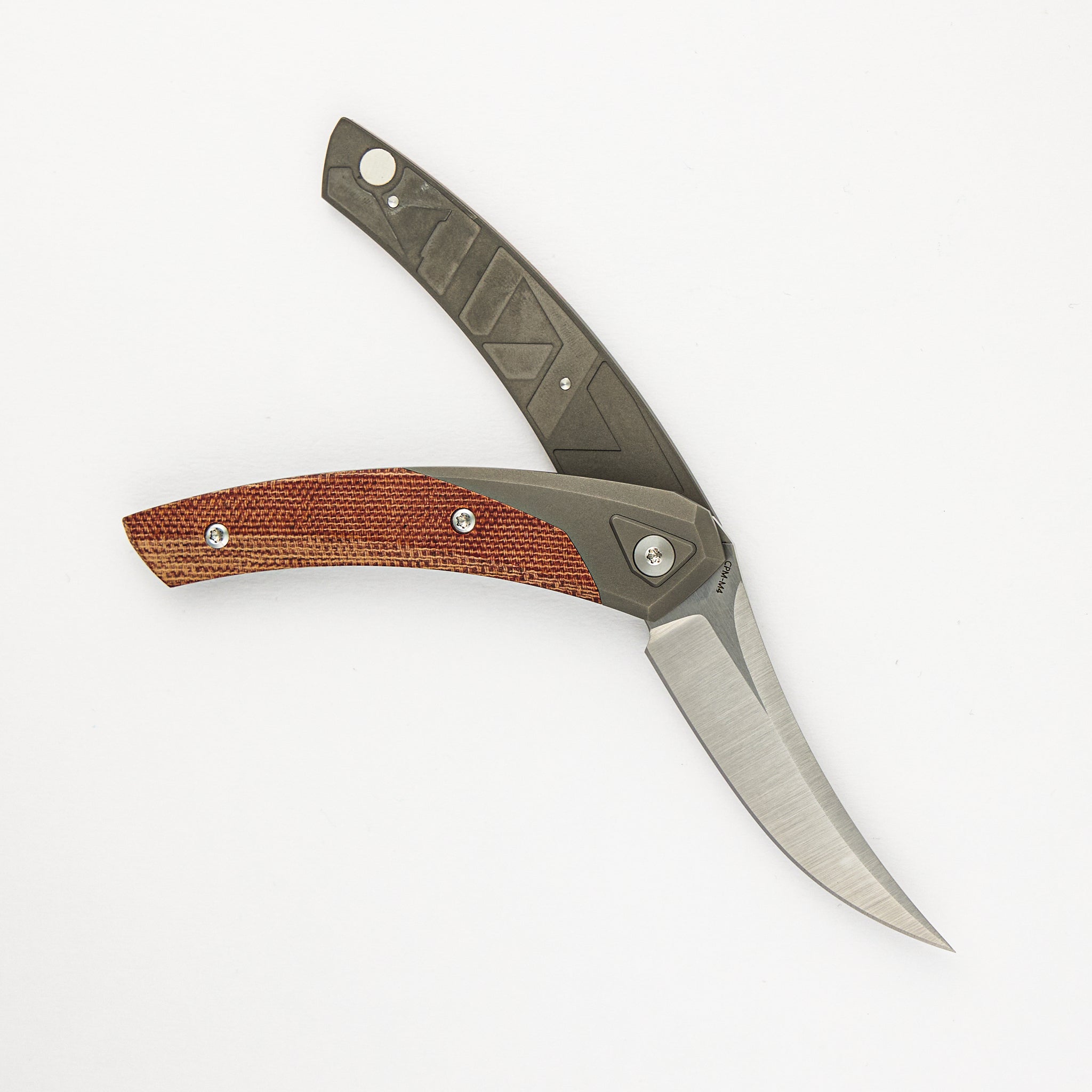 Suprlativ Knives Piranha - Titanium Dark Blast/Orange Micarta - M4/Belt Satin