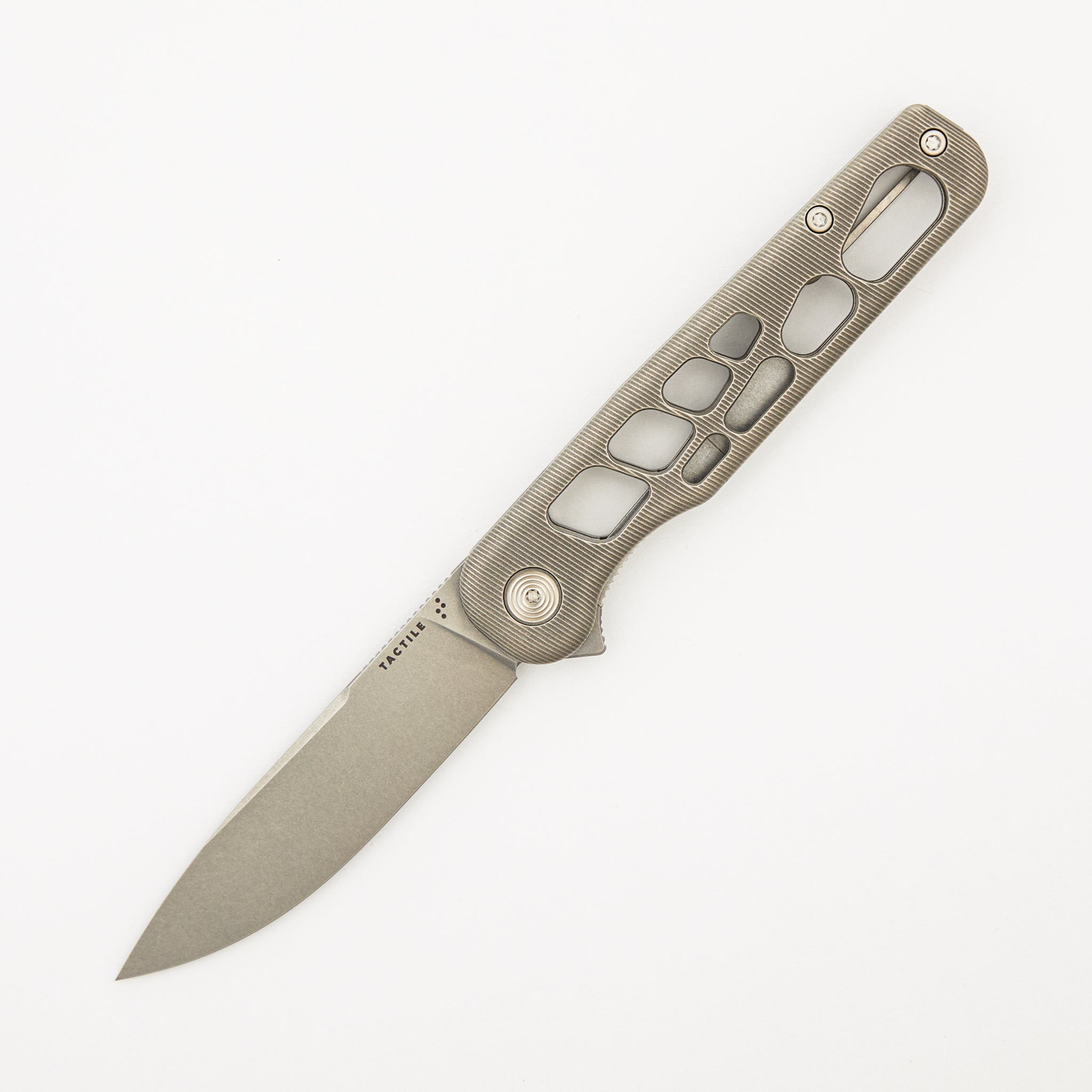 Rockwall Flipper V2 - Skeletonized Stonewash Titanium Handles - MagnaCut Blade