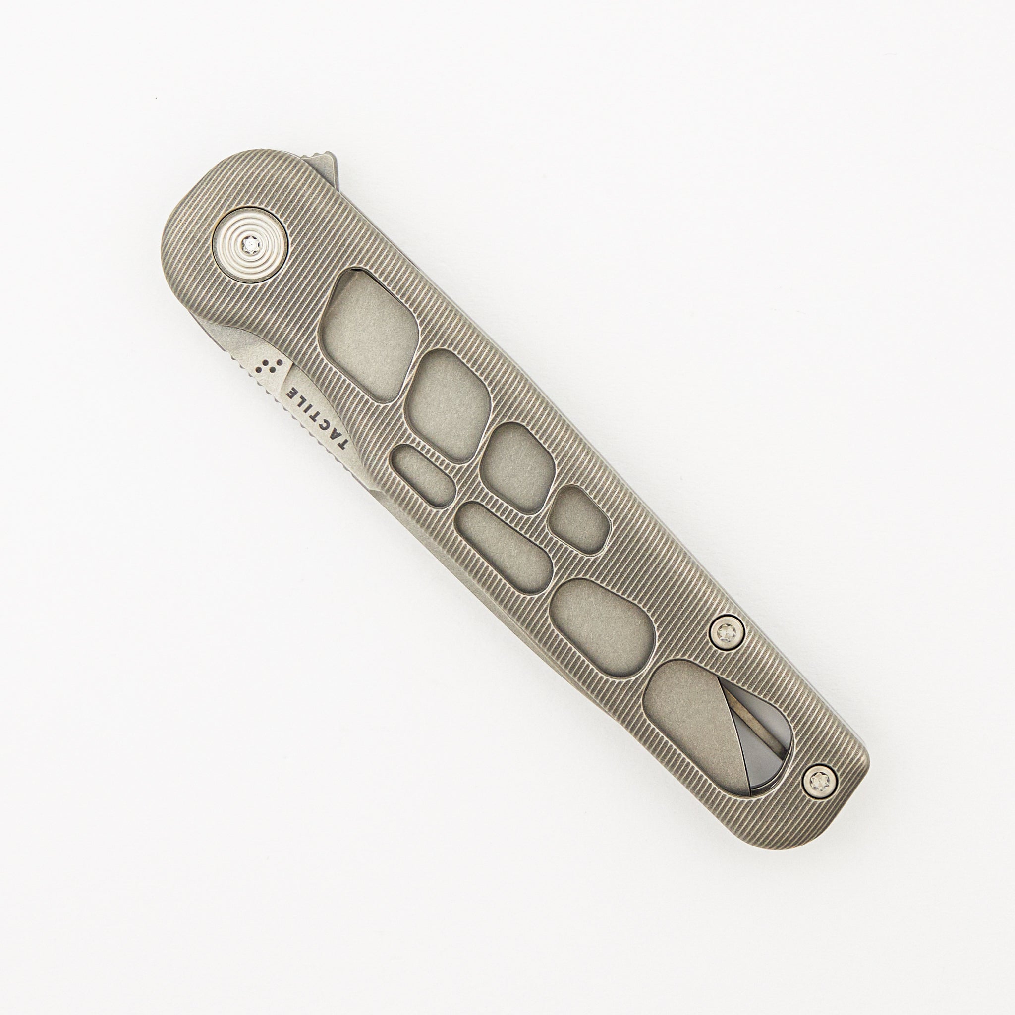 Rockwall Flipper V2 - Skeletonized Stonewash Titanium Handles - MagnaCut Blade