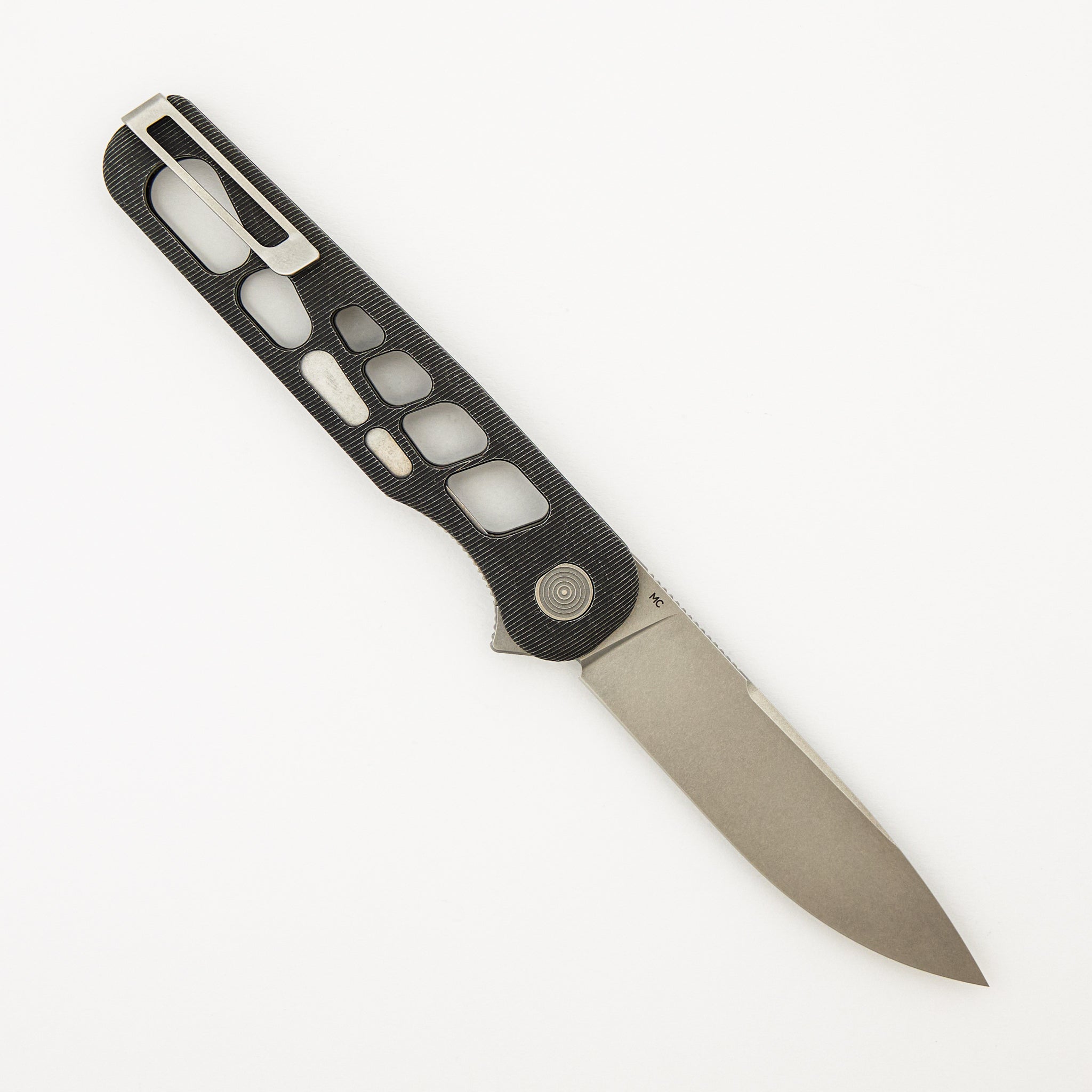 Rockwall Flipper V2 - Skeletonized Blackwash Titanium Handles - MagnaCut Blade