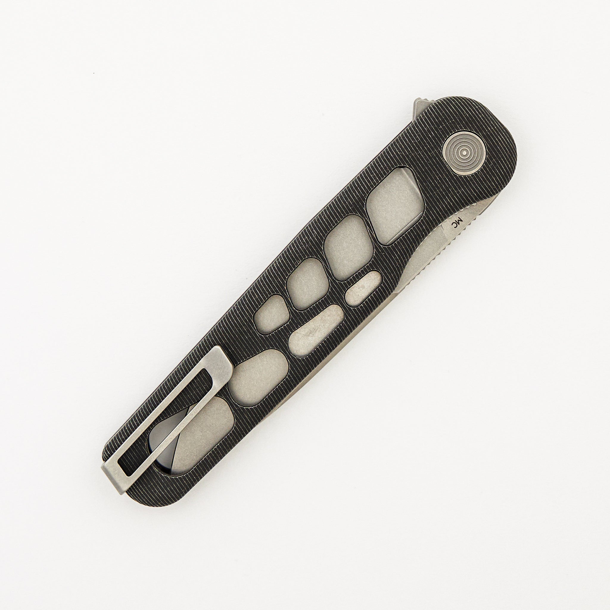 Rockwall Flipper V2 - Skeletonized Blackwash Titanium Handles - MagnaCut Blade