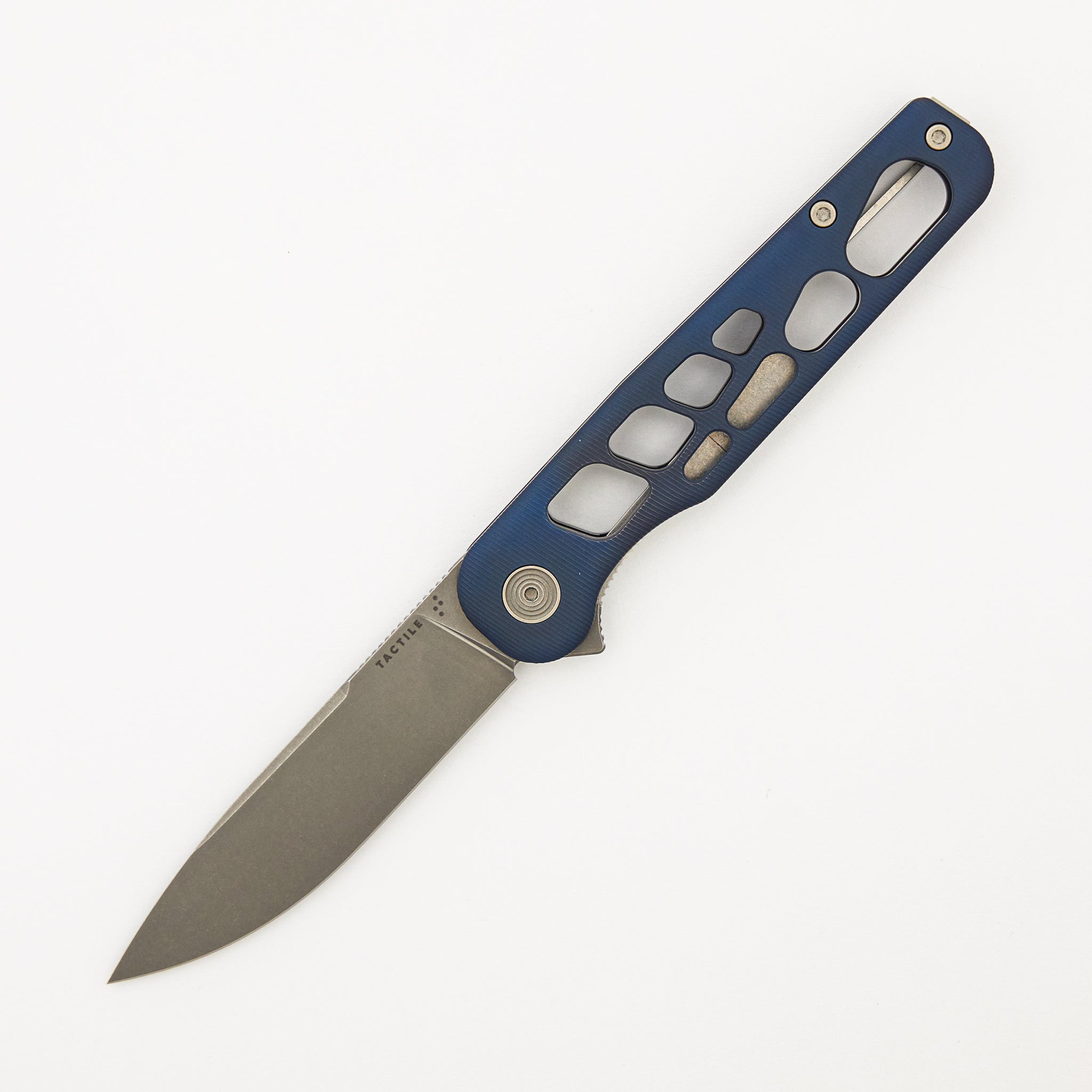 Rockwall Flipper V2 - Skeletonized Blue Ano Titanium Handles - MagnaCut Blade