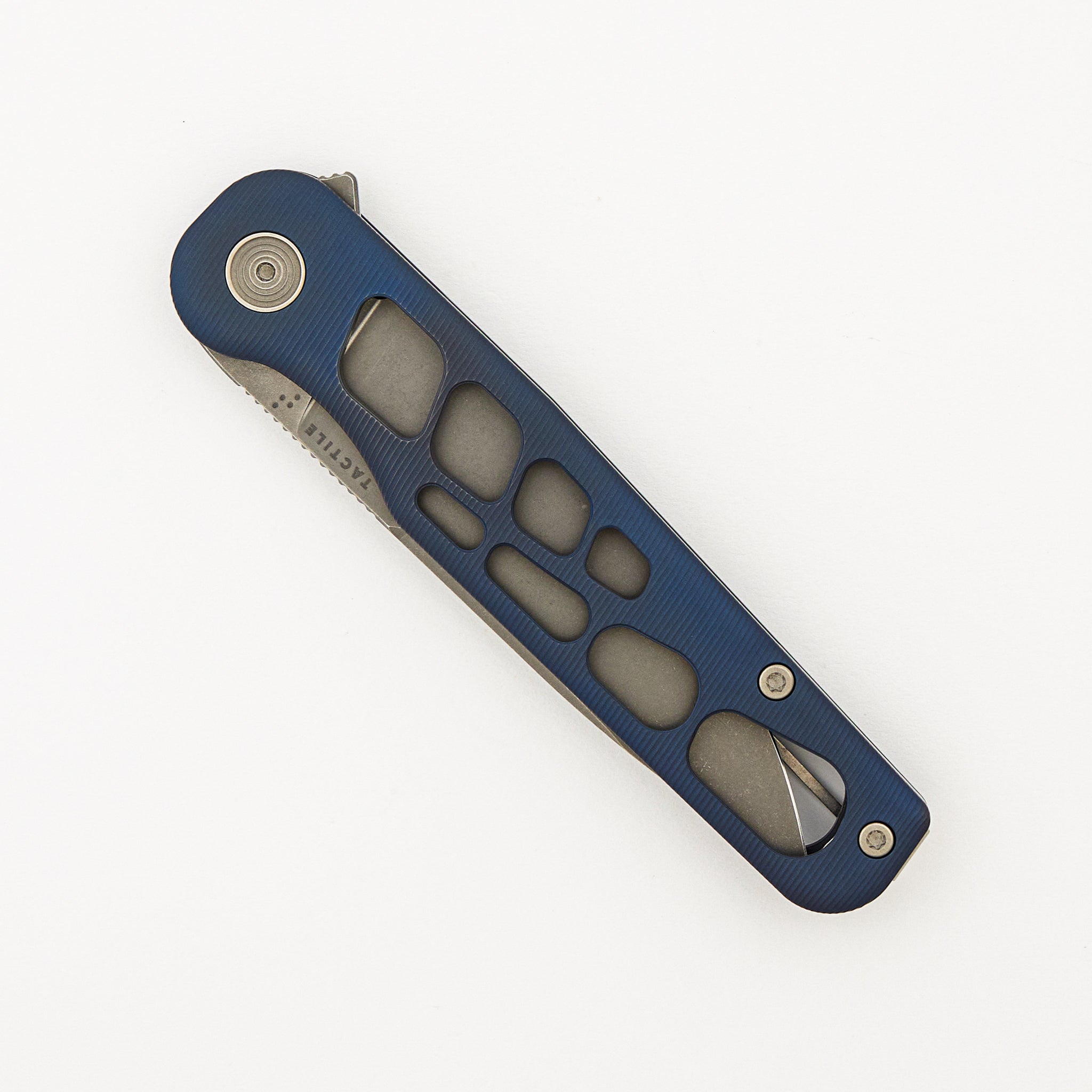 Rockwall Flipper V2 - Skeletonized Blue Ano Titanium Handles - MagnaCut Blade