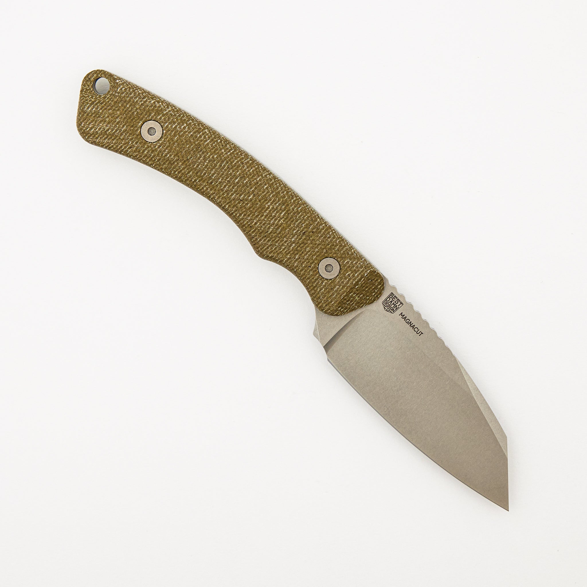 Redhawk - Stonewash MagnaCut Blade - Green Micarta Handle