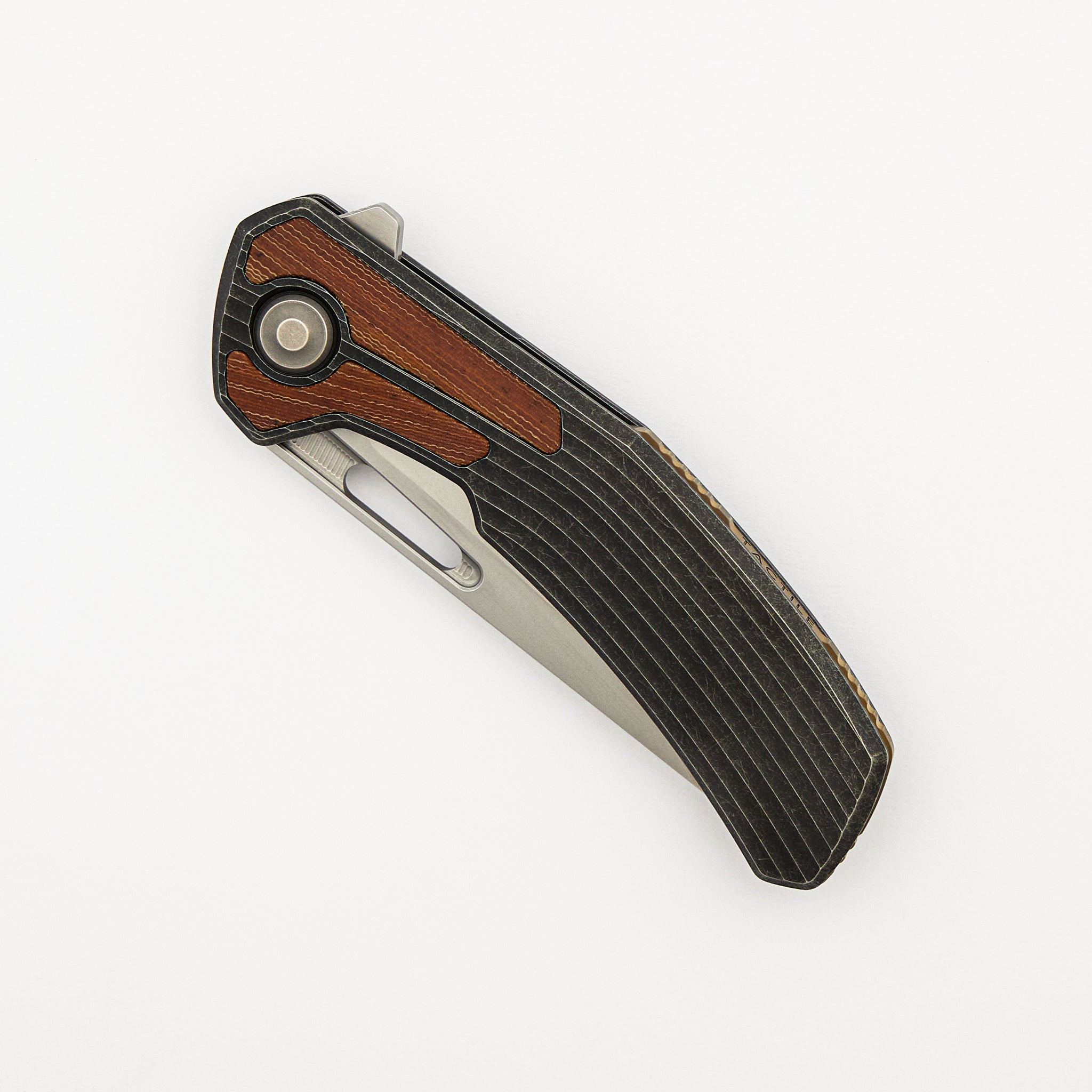 Archer - Ridged Titanium Handle W/ Vintage Micarta Inlay - MagnaCut Blade - Bronze accents