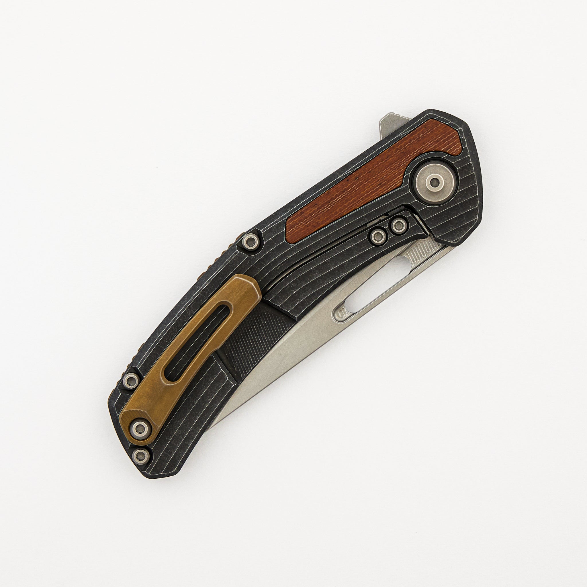 Archer - Ridged Titanium Handle W/ Vintage Micarta Inlay - MagnaCut Blade - Bronze accents