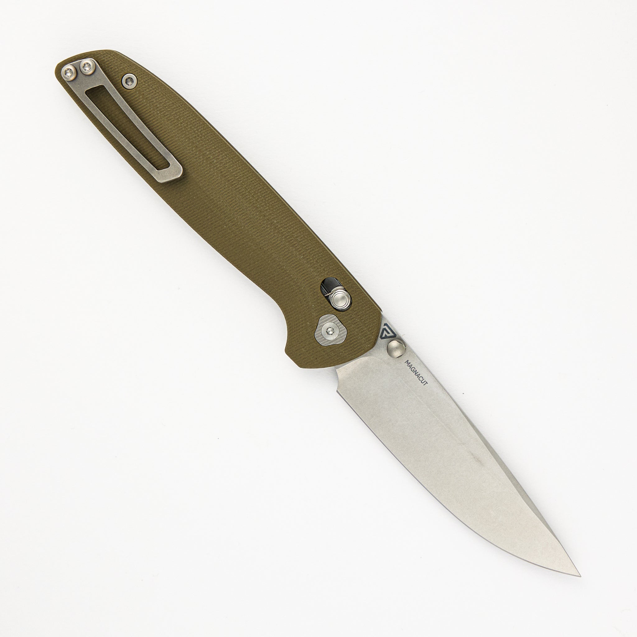 Tactile Knife Company – Maverick – Stonewash MagnaCut Blade – Green G10 Handle
