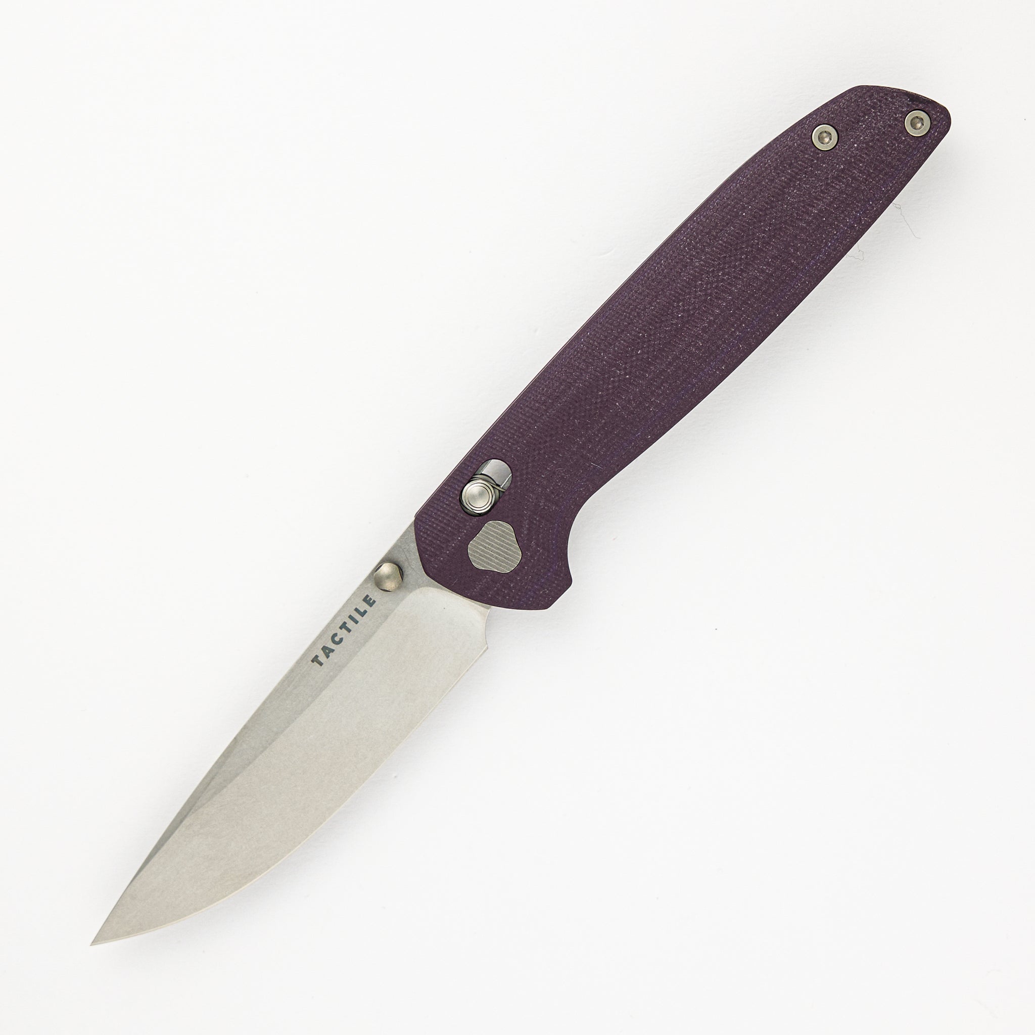 Tactile Knife Company – Maverick – Stonewash MagnaCut Blade – Purple G10 Handle