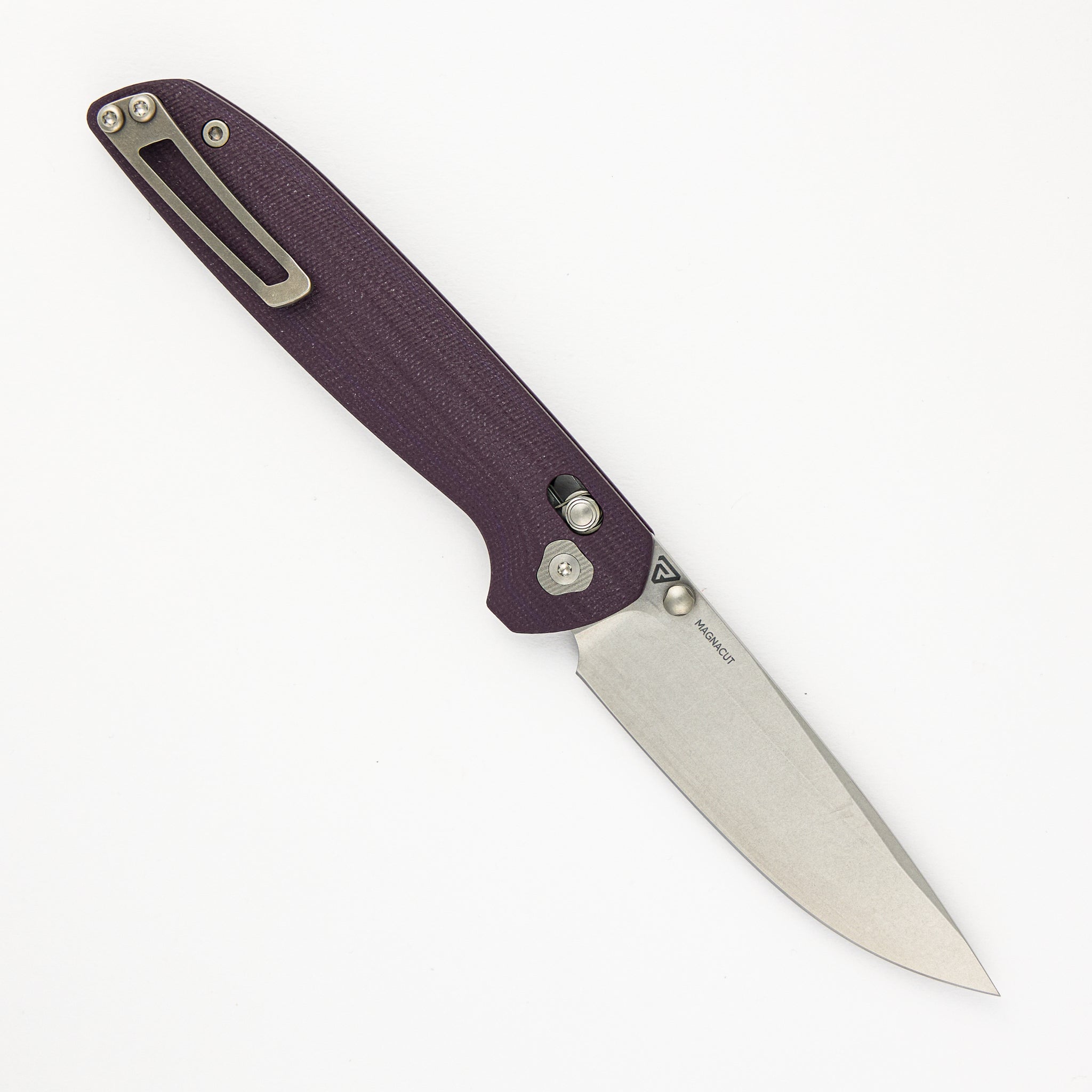 Tactile Knife Company – Maverick – Stonewash MagnaCut Blade – Purple G10 Handle