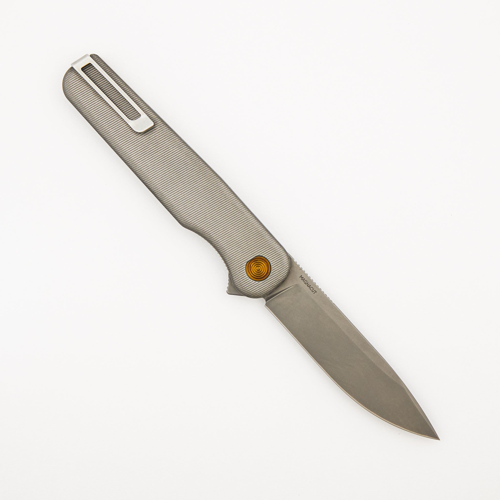 Rockwall Flipper - MagnaCut Blade - Titanium Handle - Bronze Hardware