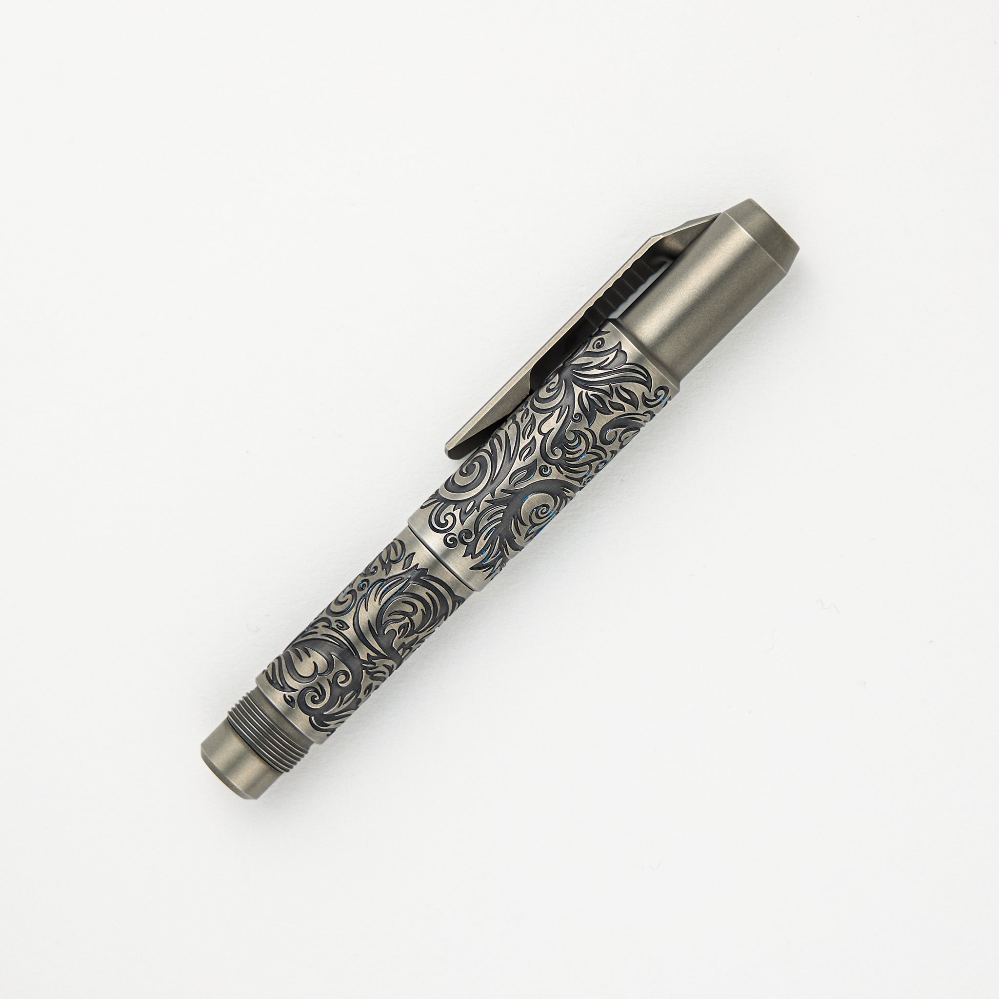 Shirogorov Knives / Ti2 Design Titanium Tool Pen - "Scroll" Engraved - Completed