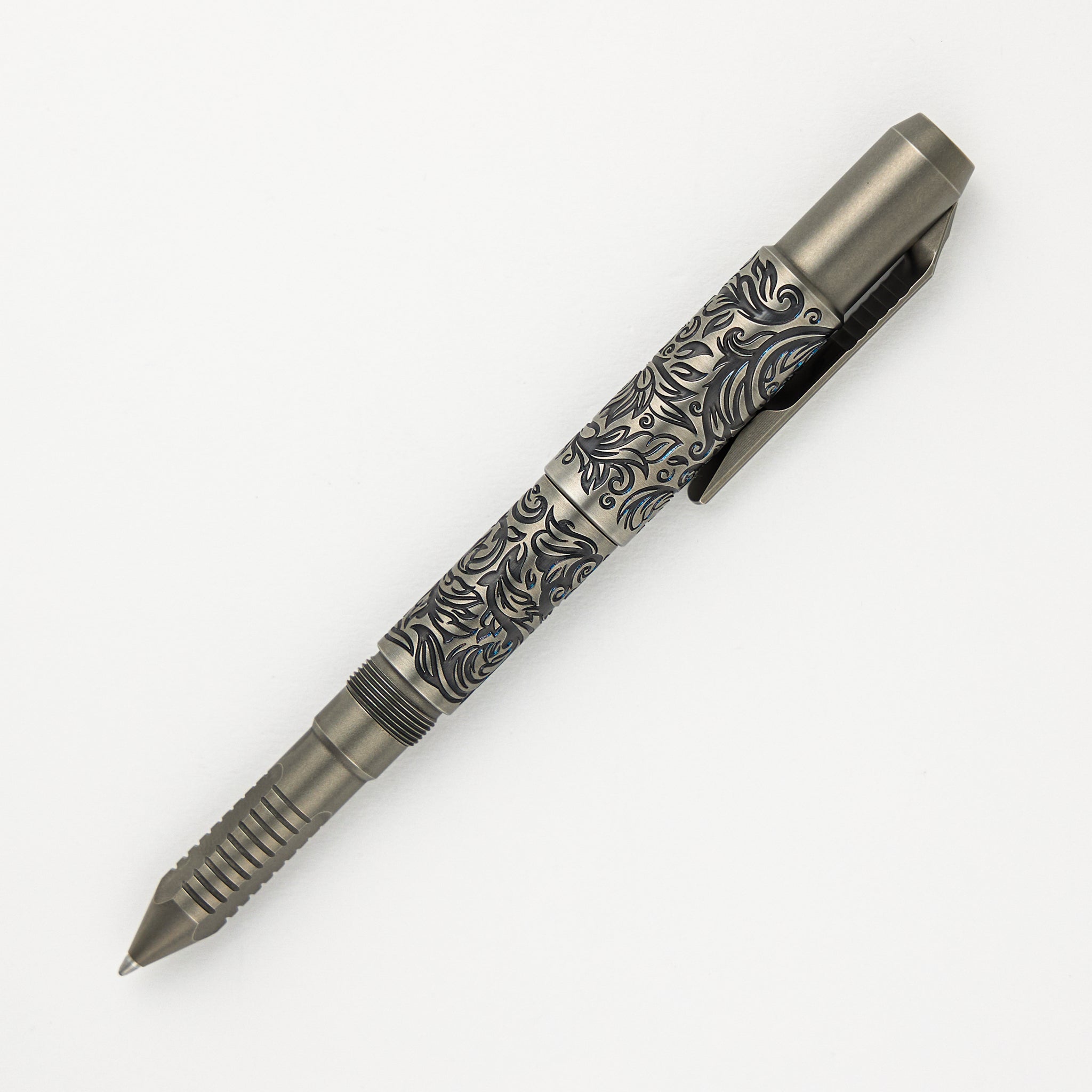 Shirogorov Knives / Ti2 Design Titanium Tool Pen - "Scroll" Engraved - Completed