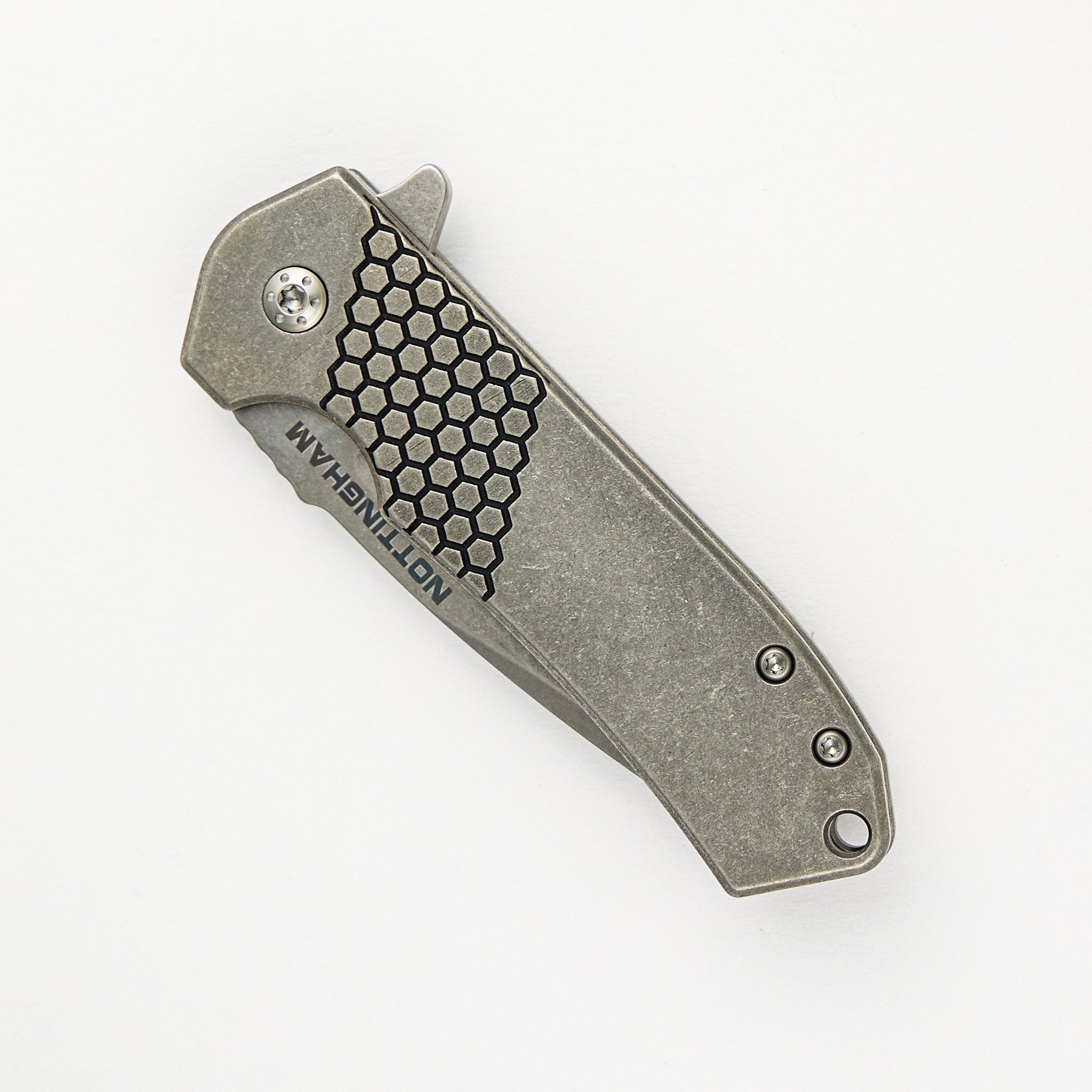 Nottingham Tactical Ultra4 Folder - Titanium Handle - Honey Badger - Tumbled