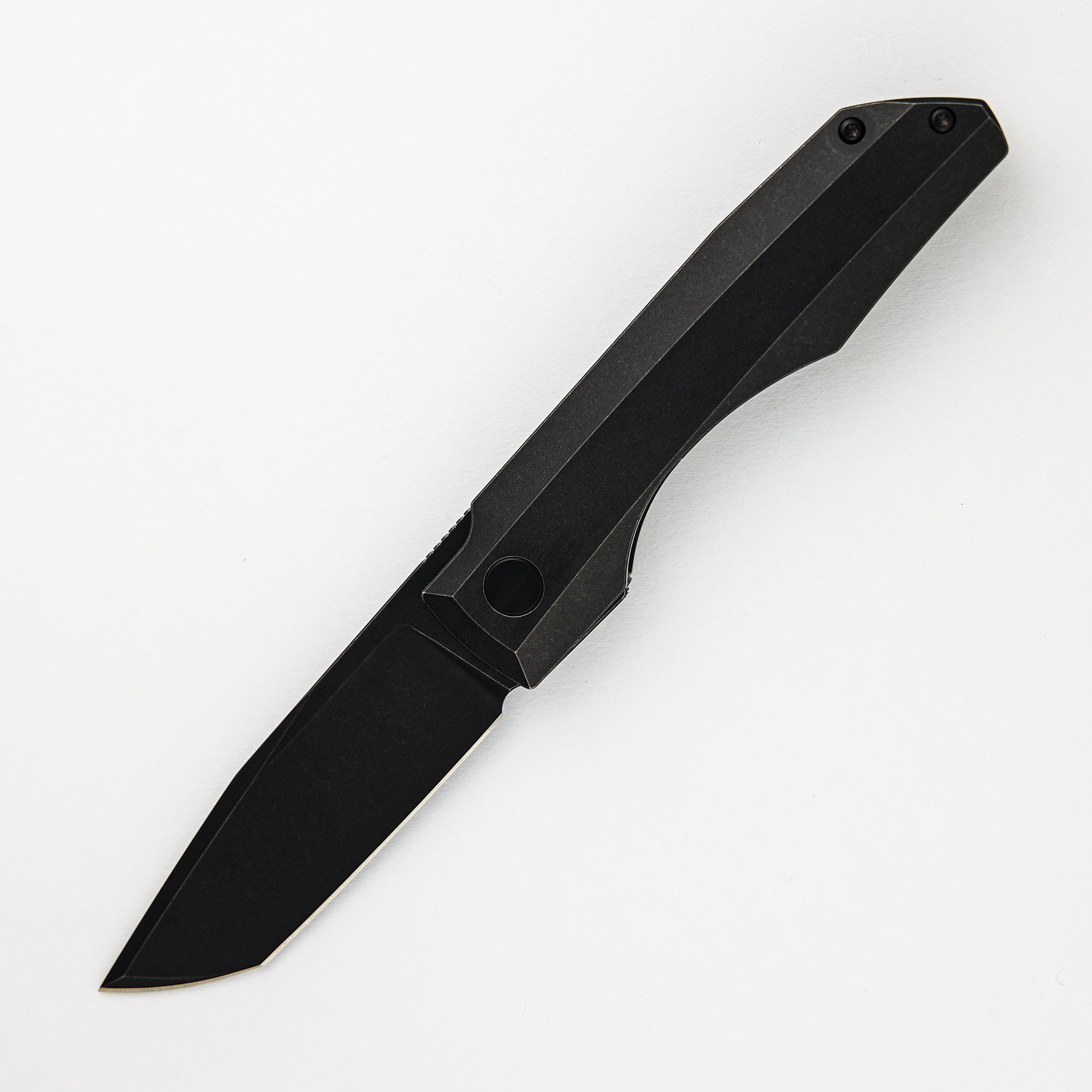 Vero Engineering Impulse Blackwash M390 Tanto Blade Blackwash Titanium Handle Flipper