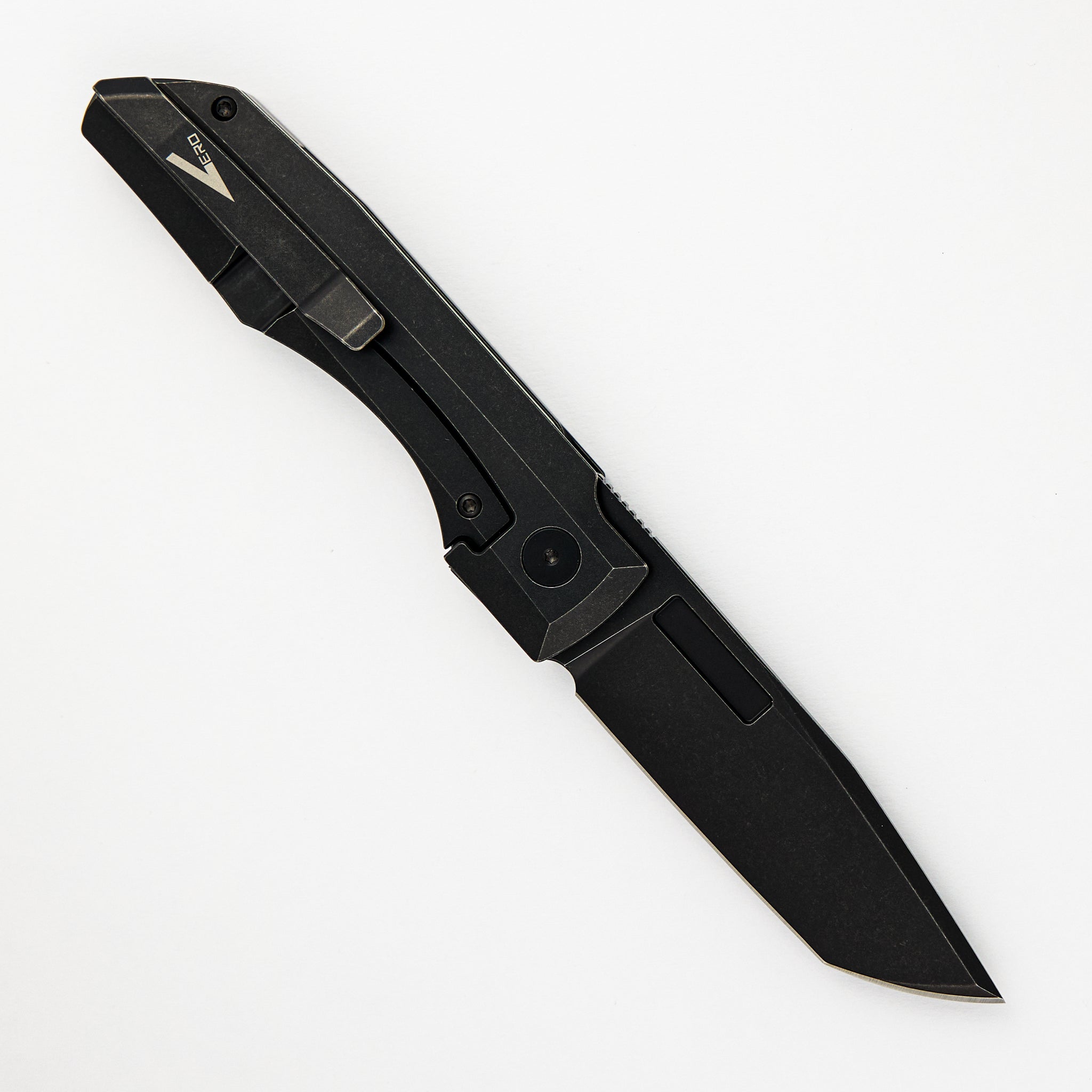 Vero Engineering Impulse Blackwash M390 Tanto Blade Blackwash Titanium Handle Flipper