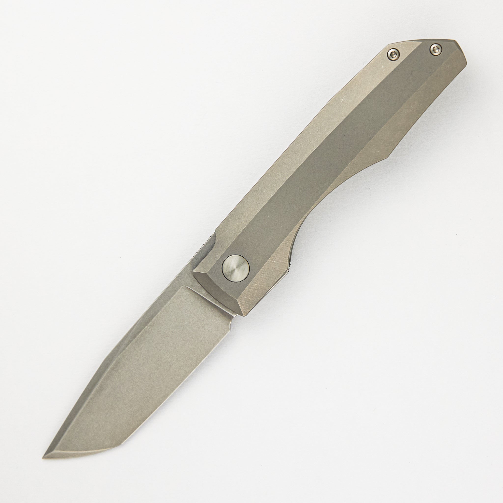 Vero Engineering Impulse Stonewash M390 Tanto Blade Stonewash Titanium Handle Flipper