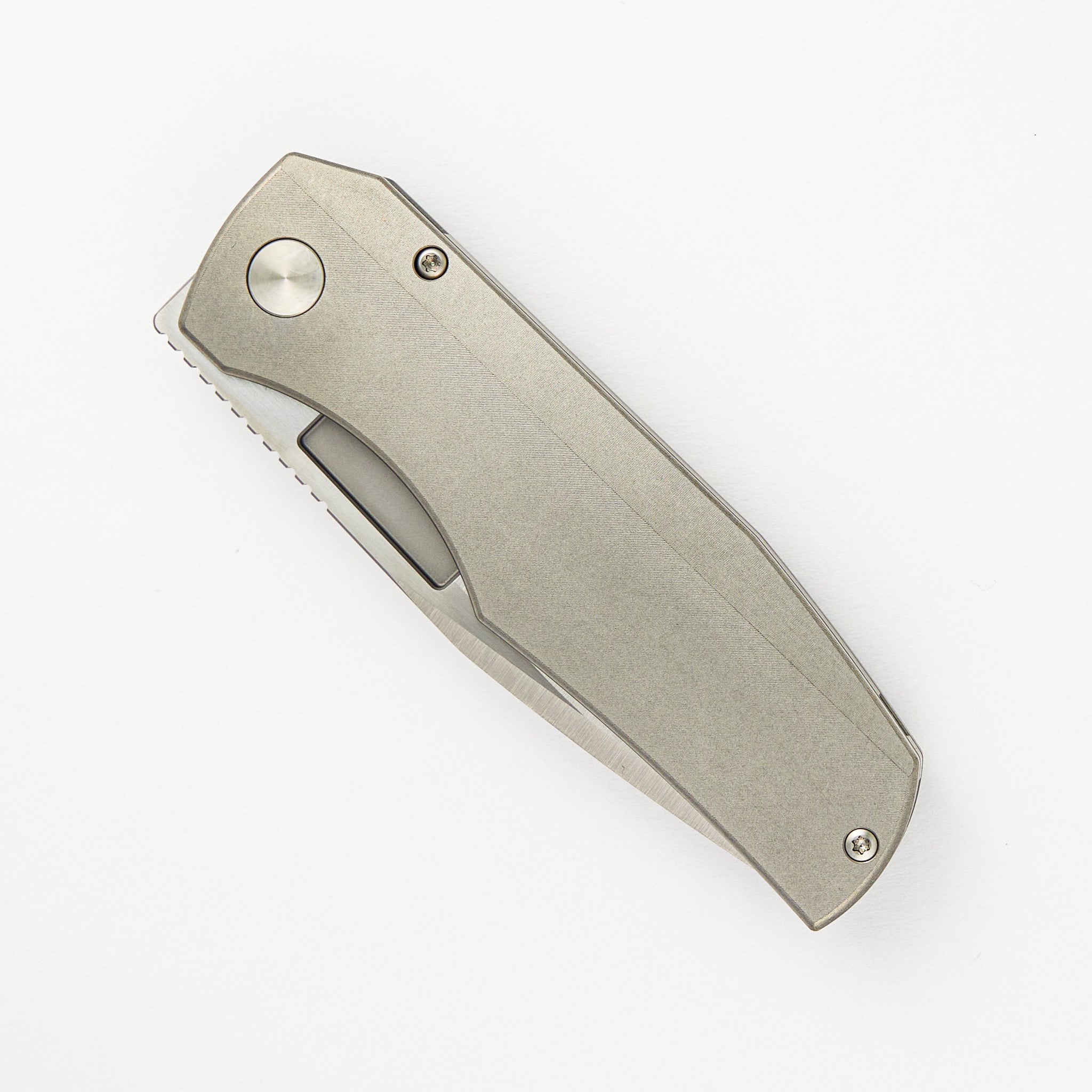 Vero Engineering Nova Belt Satin Drop Point CPM Magnacut Blade Stonewash Titanium Handle Frame Lock