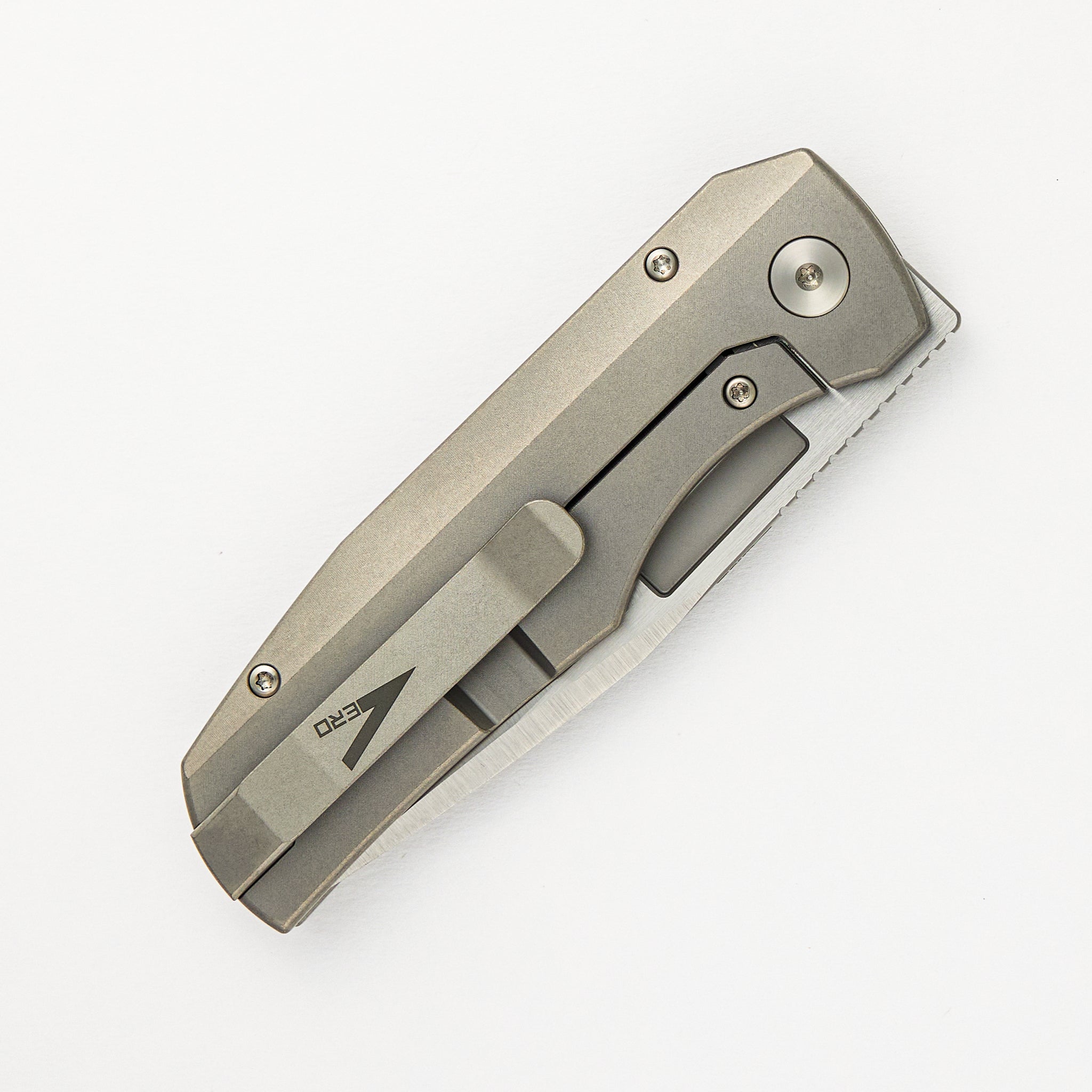 Vero Engineering Nova Belt Satin Drop Point CPM Magnacut Blade Stonewash Titanium Handle Frame Lock