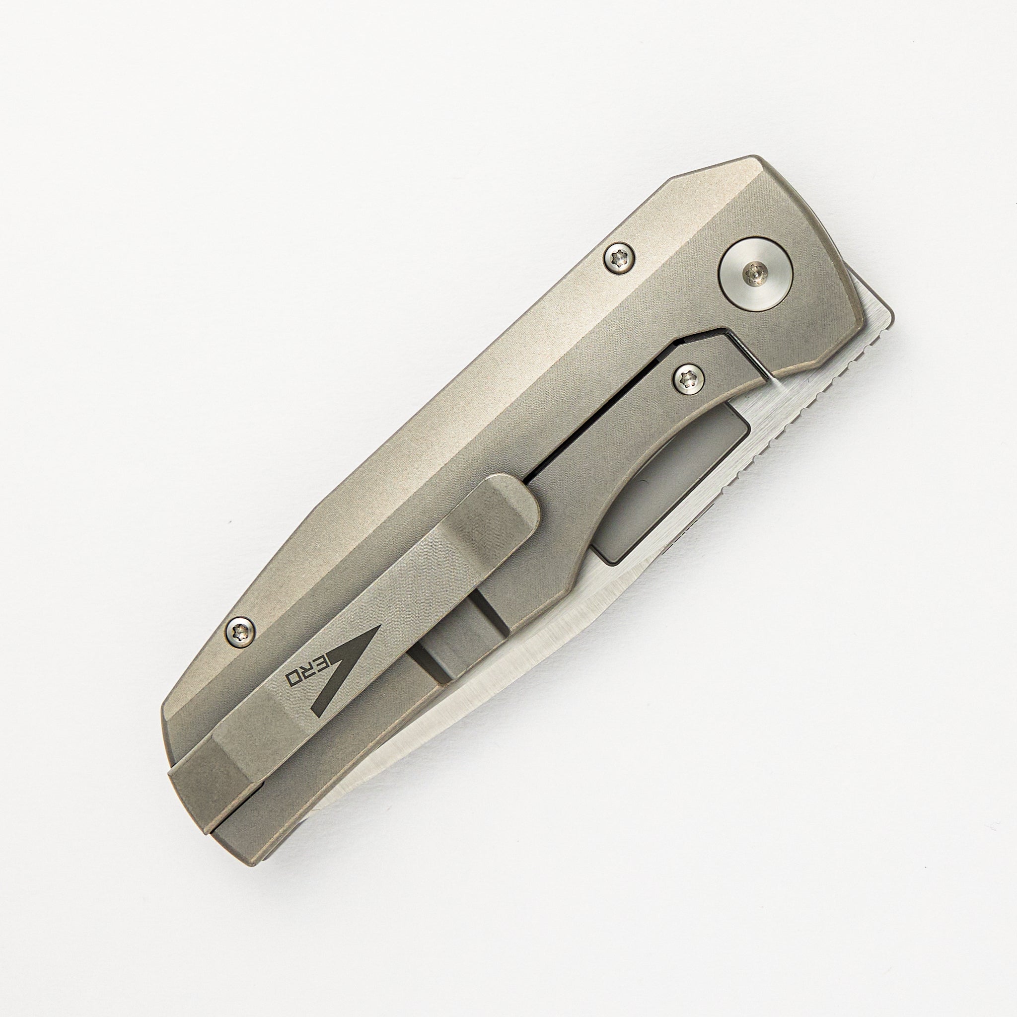 Vero Engineering Nova Hand Satin Drop Point CPM Magnacut Blade Stonewash Titanium Handle Frame Lock