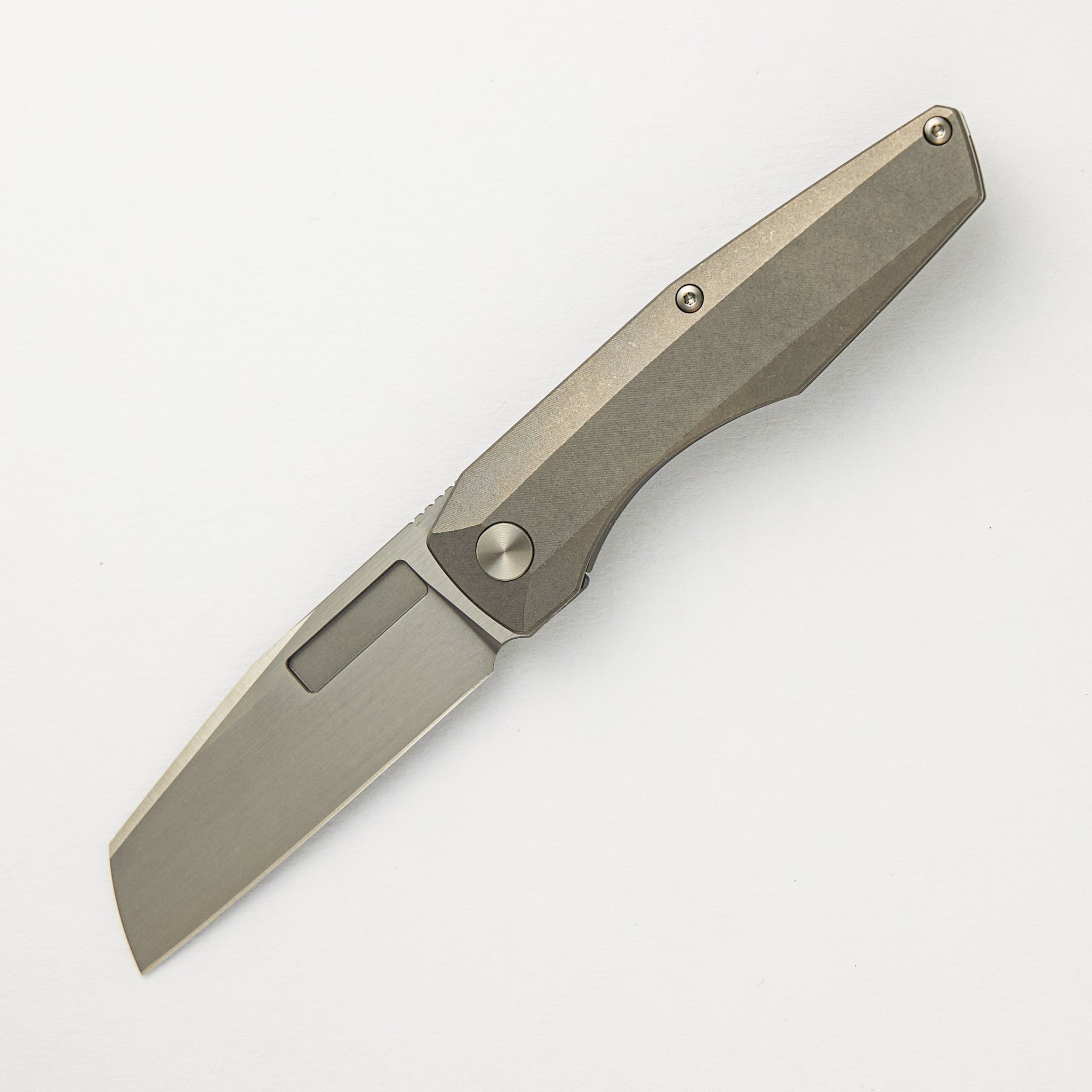 Vero Engineering Axon Frame Lock Mini Hand Satin M390 Sheepsfoot Blade Stonewash Titanium Handle