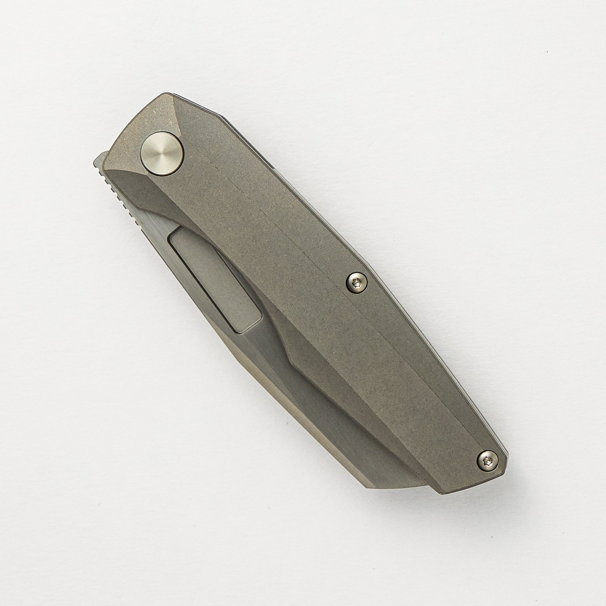 Vero Engineering Axon Frame Lock Mini Hand Satin M390 Sheepsfoot Blade Stonewash Titanium Handle