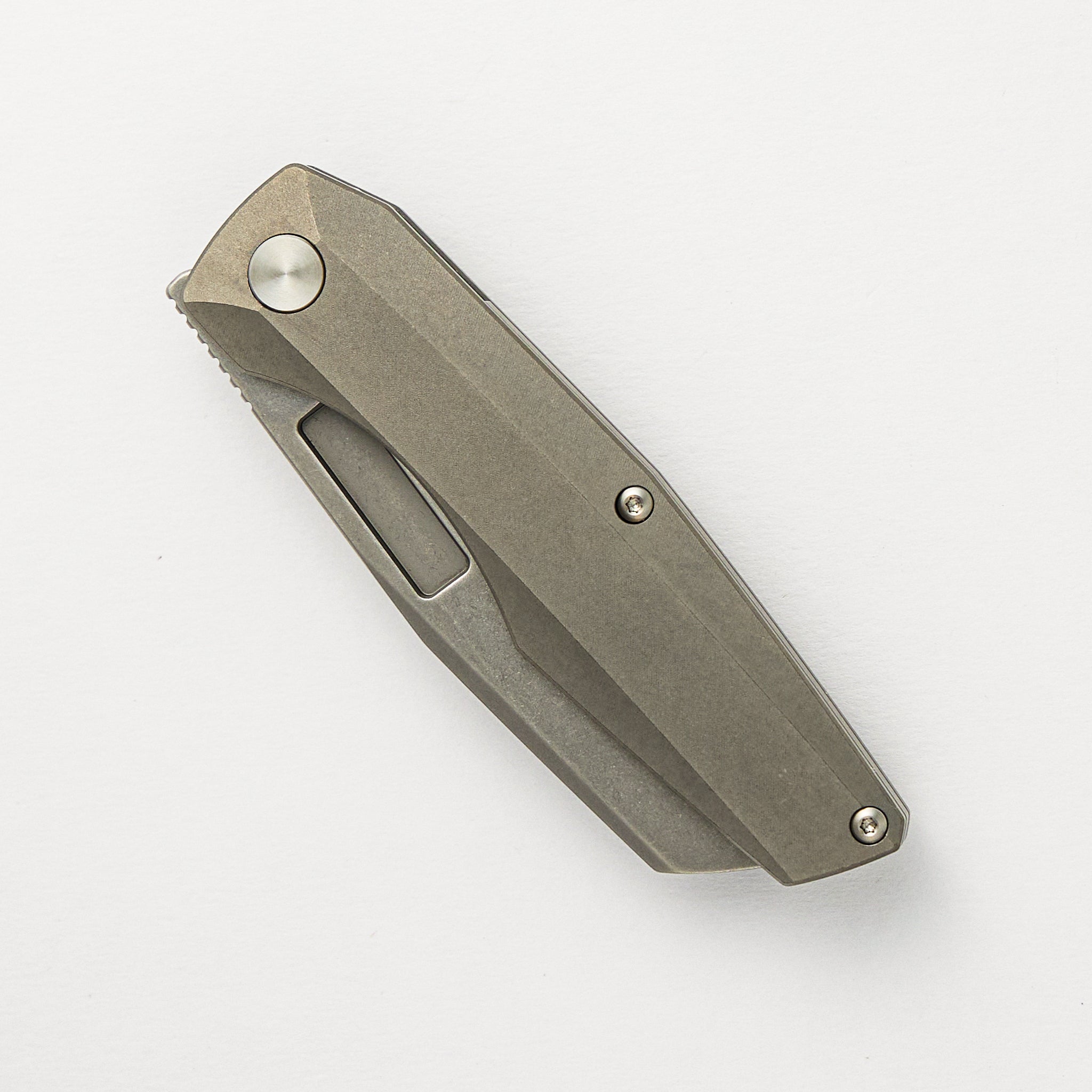 Vero Engineering Axon Frame Lock Mini Stonewash M390 Sheepsfoot Blade Stonewash Titanium Handle