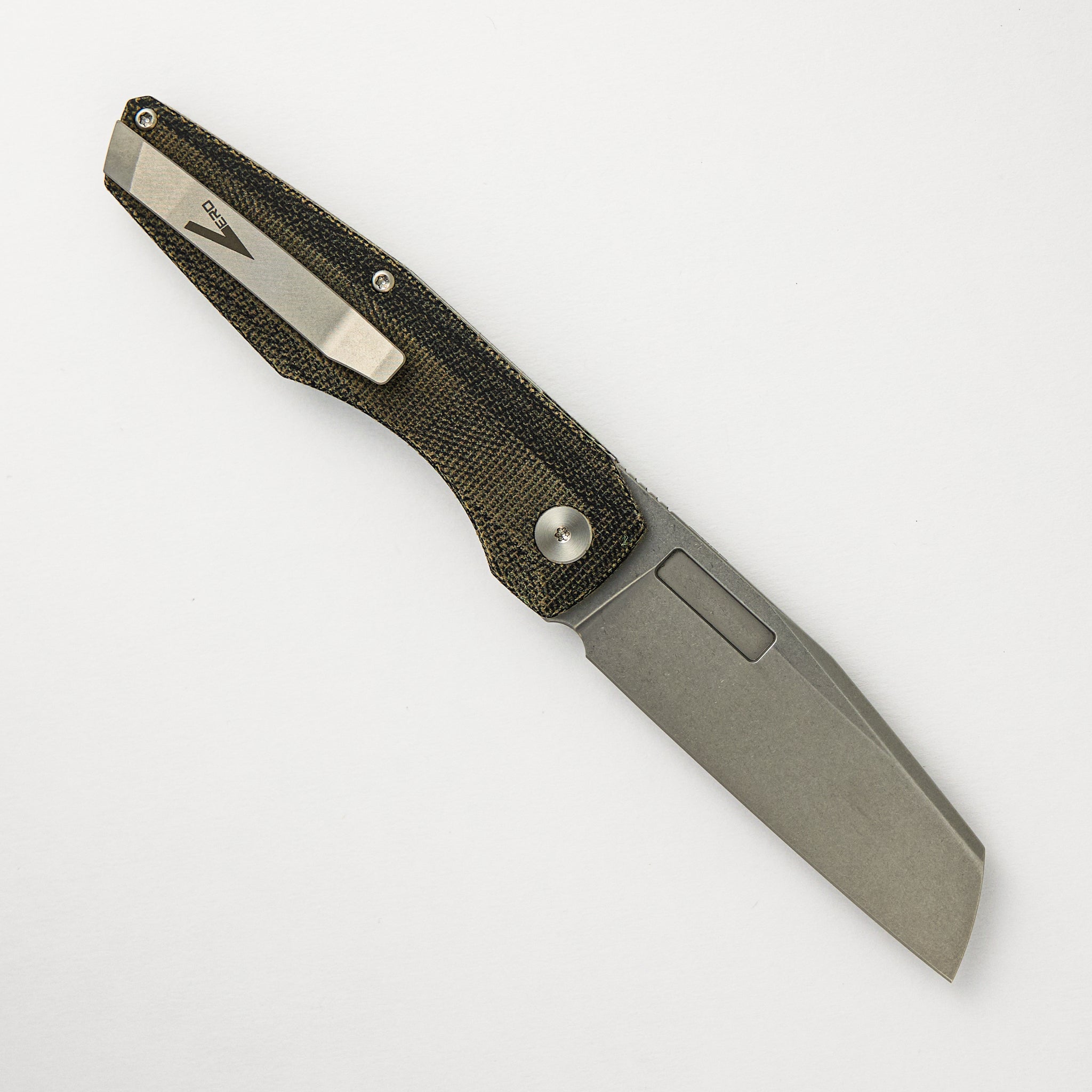 Vero Engineering Axon Stonewash Sheepsfoot M390 Blasde Black Micarta Handle Liner Lock