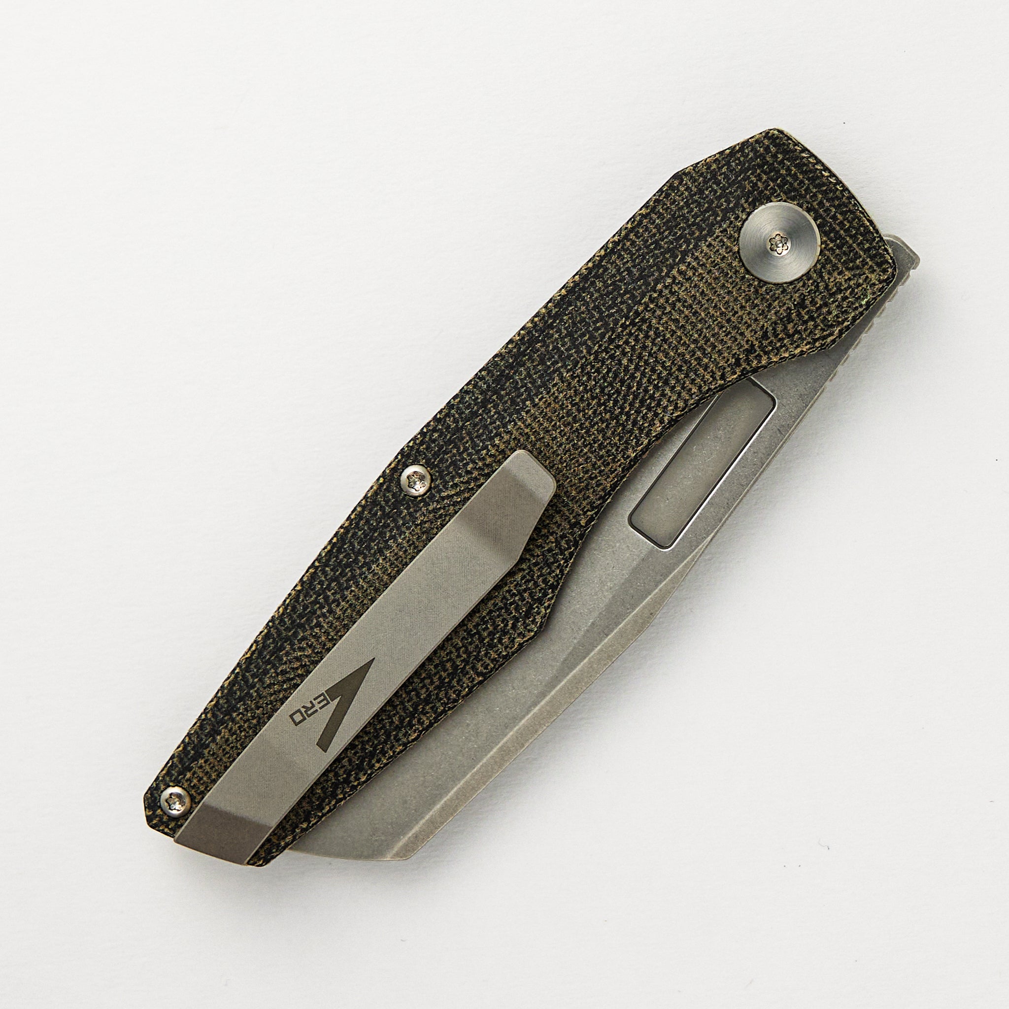 Vero Engineering Axon Stonewash Sheepsfoot M390 Blasde Black Micarta Handle Liner Lock