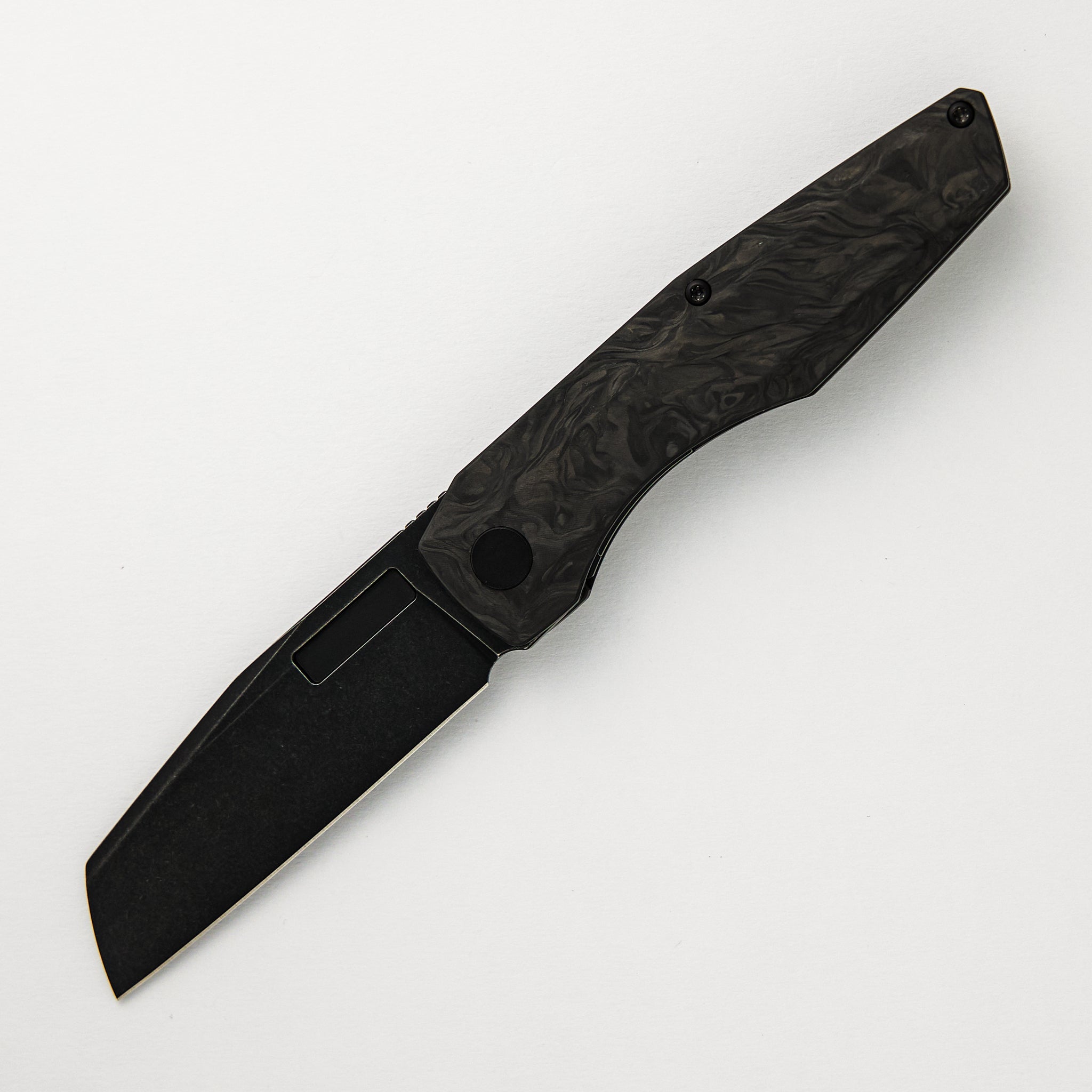 Vero Engineering Axon Blackwash Sheepsfoot M390 Blade Marbled Carbon Fiber Handle Liner Lock